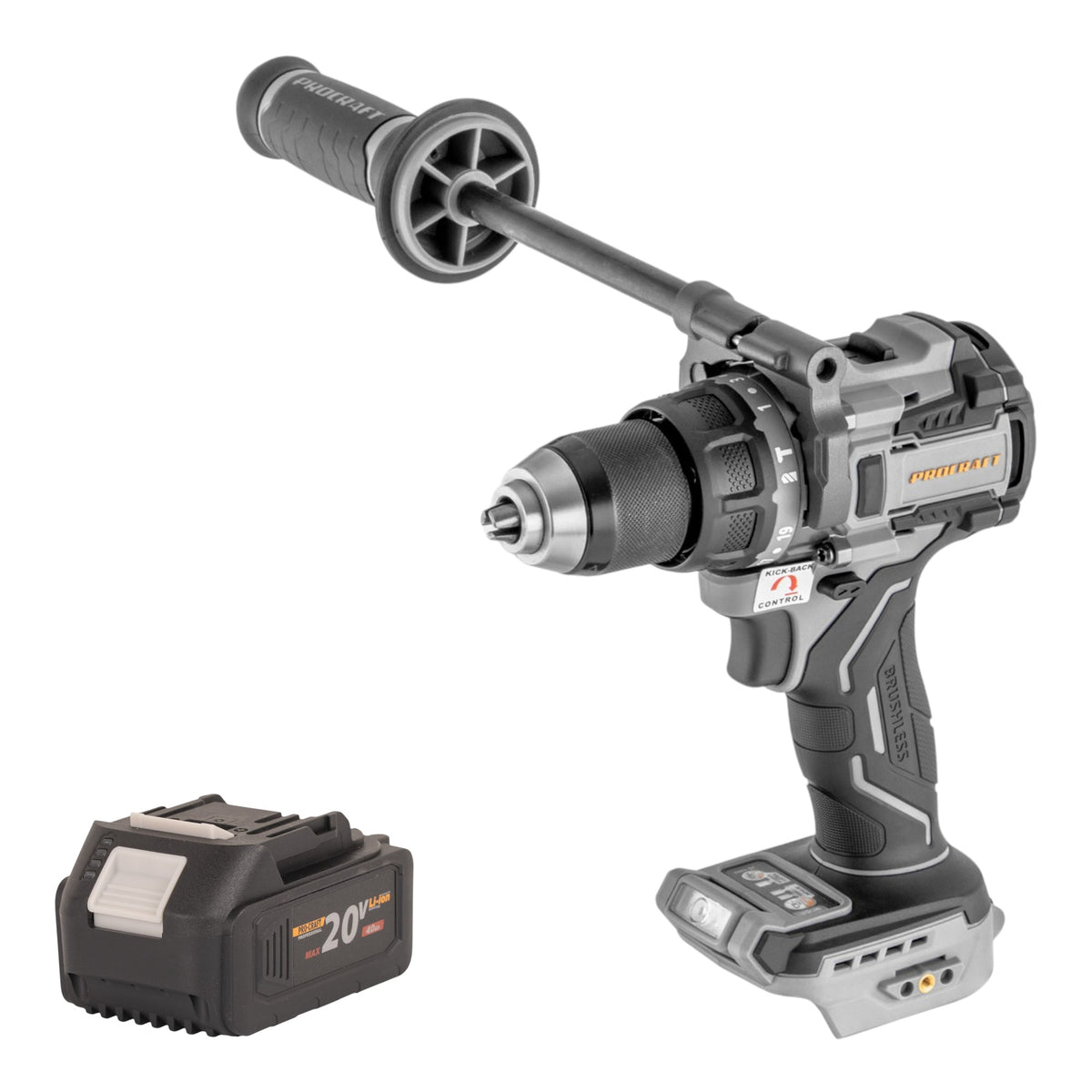 ProCraft Industrial CD20C-BB Akku Schlagbohrschrauber 20 V 120 Nm Brushless + 1x Akku 4,0 Ah - ohne Ladegerät