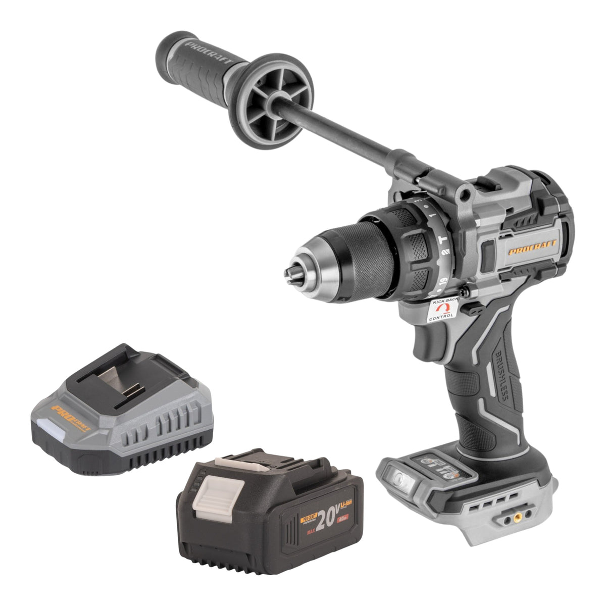 ProCraft Industrial CD20C-BB Akku Schlagbohrschrauber 20 V 120 Nm Brushless + 1x Akku 4,0 Ah + Ladegerät