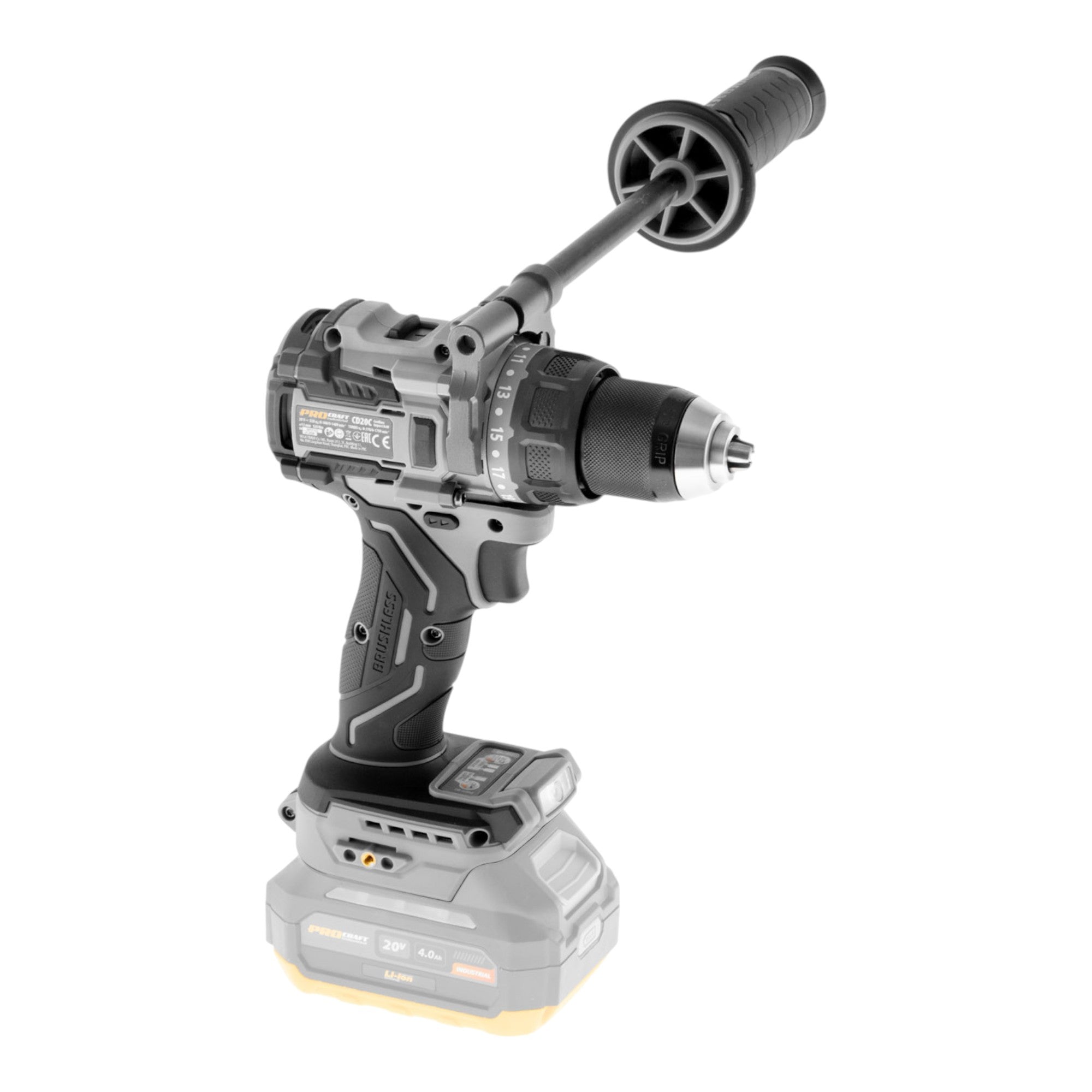 ProCraft Industrial CD20C BB Akku Schlagbohrschrauber 20 V 120 Nm Brushless 1x Akku 4 0 Ah Ladegeraet RHINO Toolcase 4 - toolbrothers