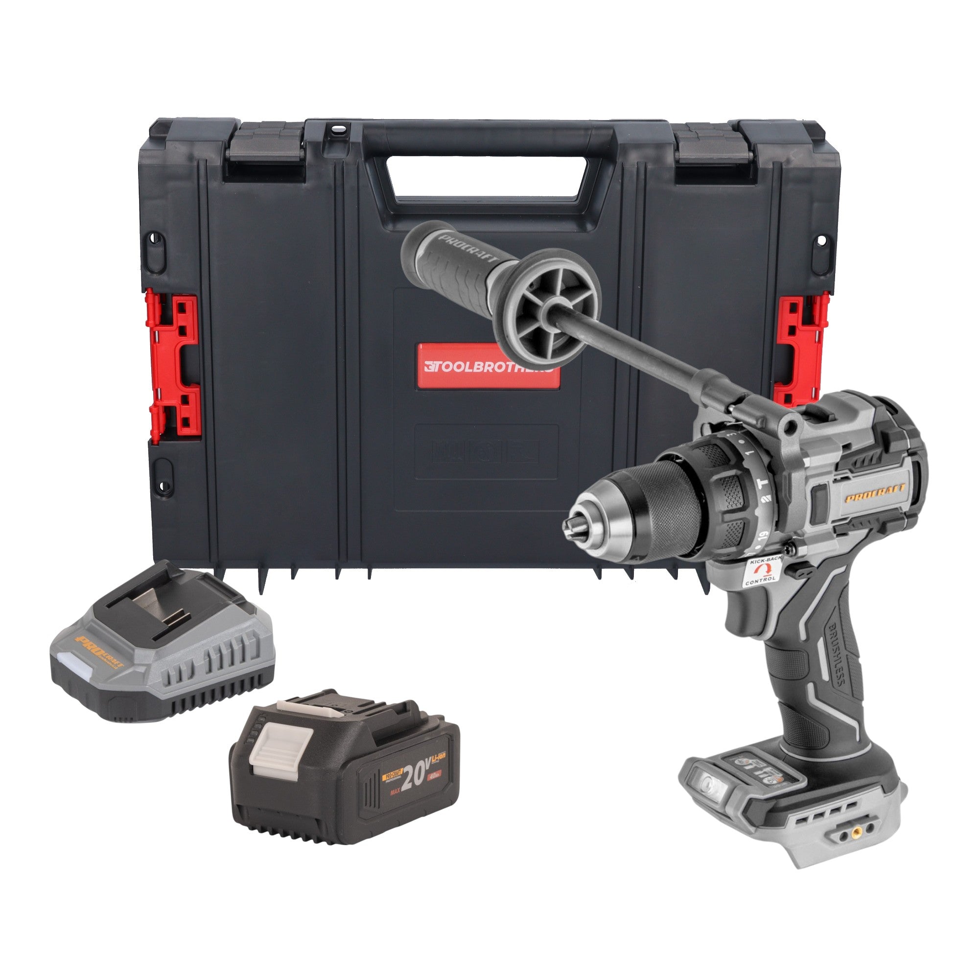 ProCraft Industrial CD20C BB Akku Schlagbohrschrauber 20 V 120 Nm Brushless 1x Akku 4 0 Ah Ladegeraet RHINO Toolcase 0 - toolbrothers
