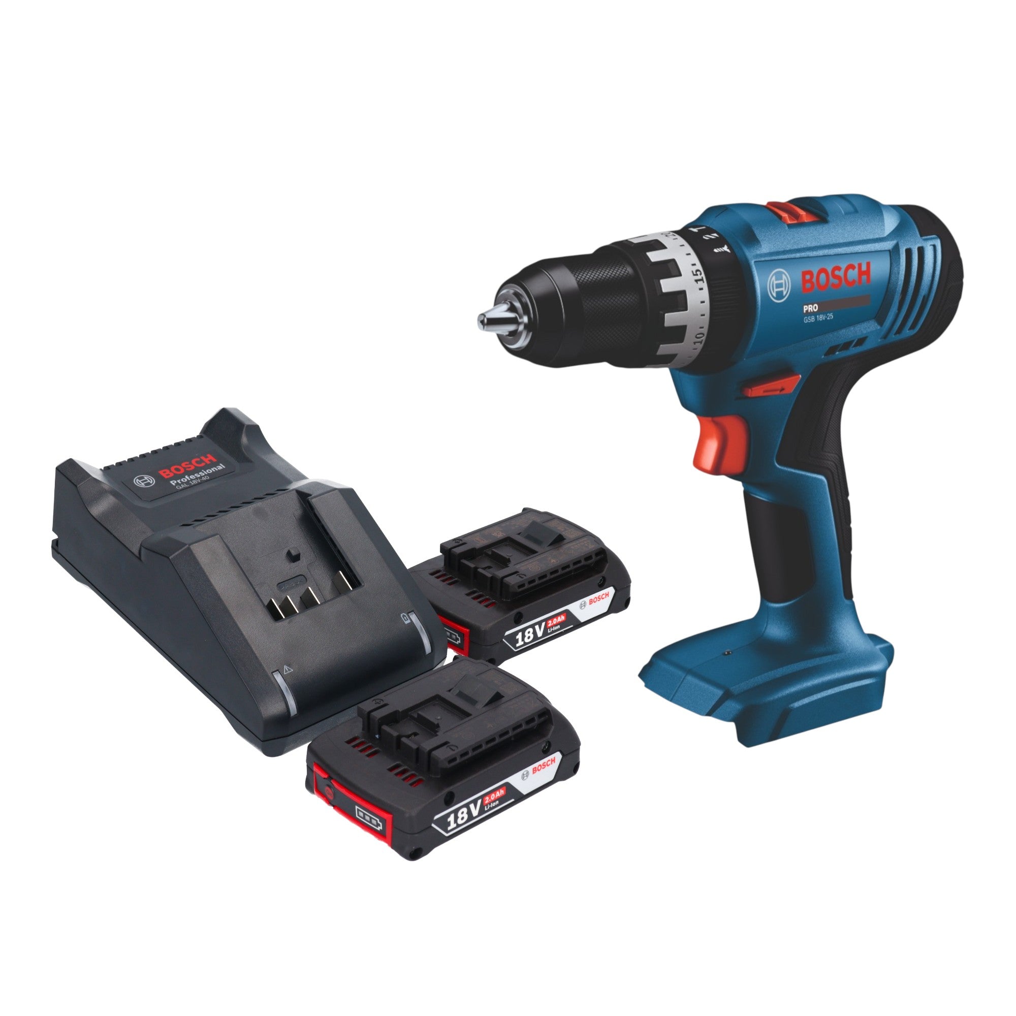 Bosch GSB 18V 25 Professional Akku Schlagbohrschrauber 18 V 56 Nm 2x Akku 2 0 Ah Ladegeraet 0 - toolbrothers