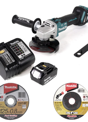 Makita DGA 513 SF1 Akku Winkelschleifer 18 V 125mm Brushless + 1x Akku 3,0Ah + Ladegerät + 28x Scheibe - Toolbrothers