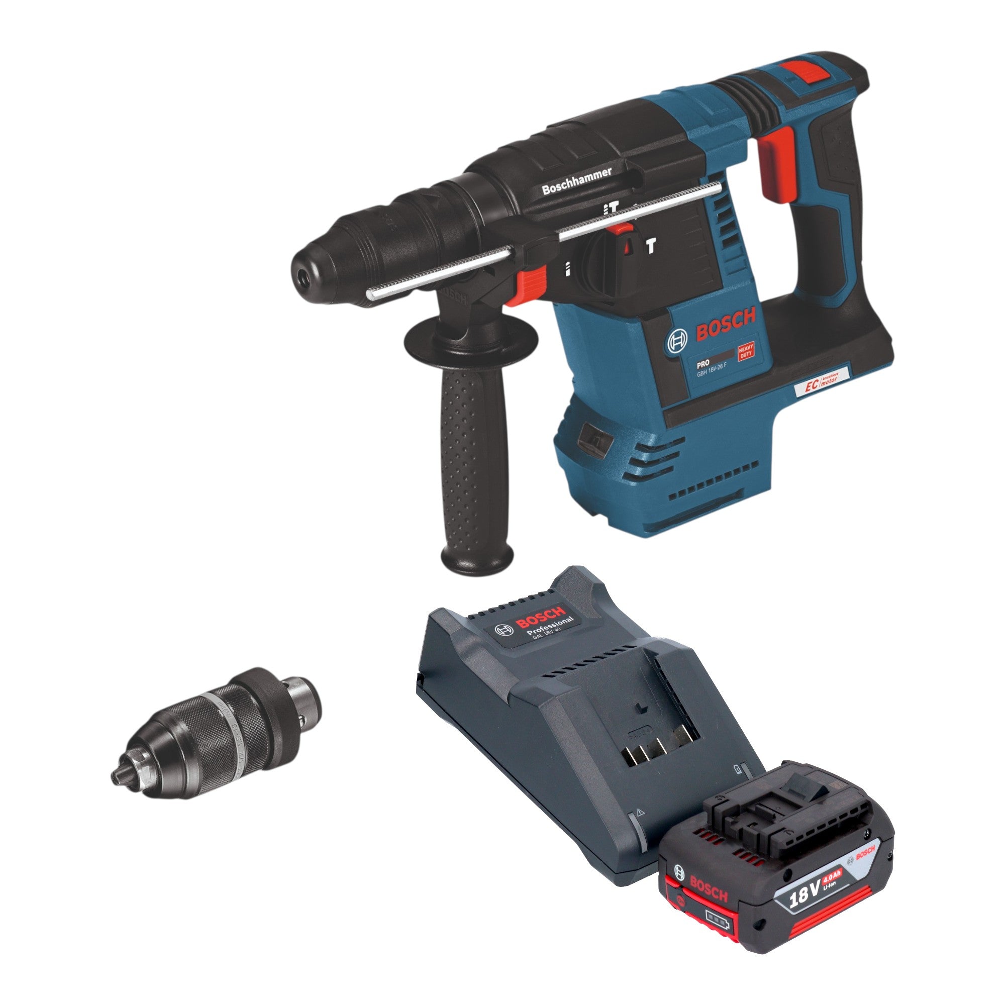 Bosch GBH 18V 26 F Professional Akku Bohrhammer 18 V 2 6 J SDS Plus 1x Akku 4 0 Ah Ladegeraet 0 - toolbrothers