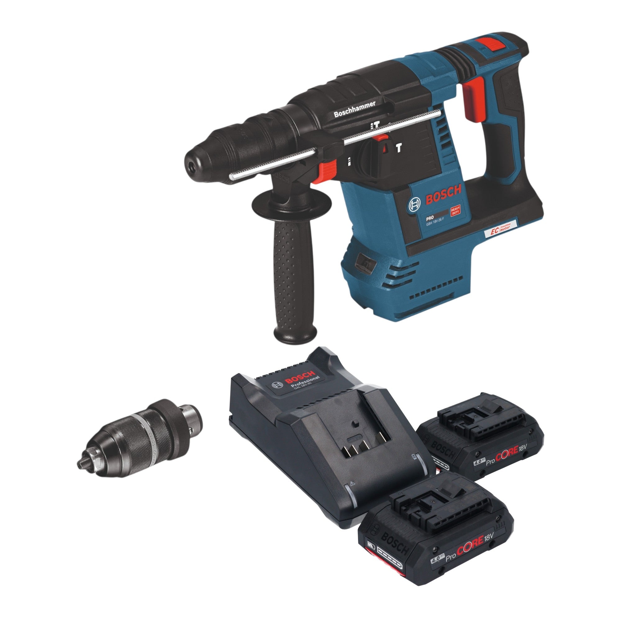 Bosch GBH 18V 26 F Professional Akku Bohrhammer 18 V 2 6 J SDS Plus 2x ProCORE Akku 4 0 Ah Ladegeraet 0 - toolbrothers