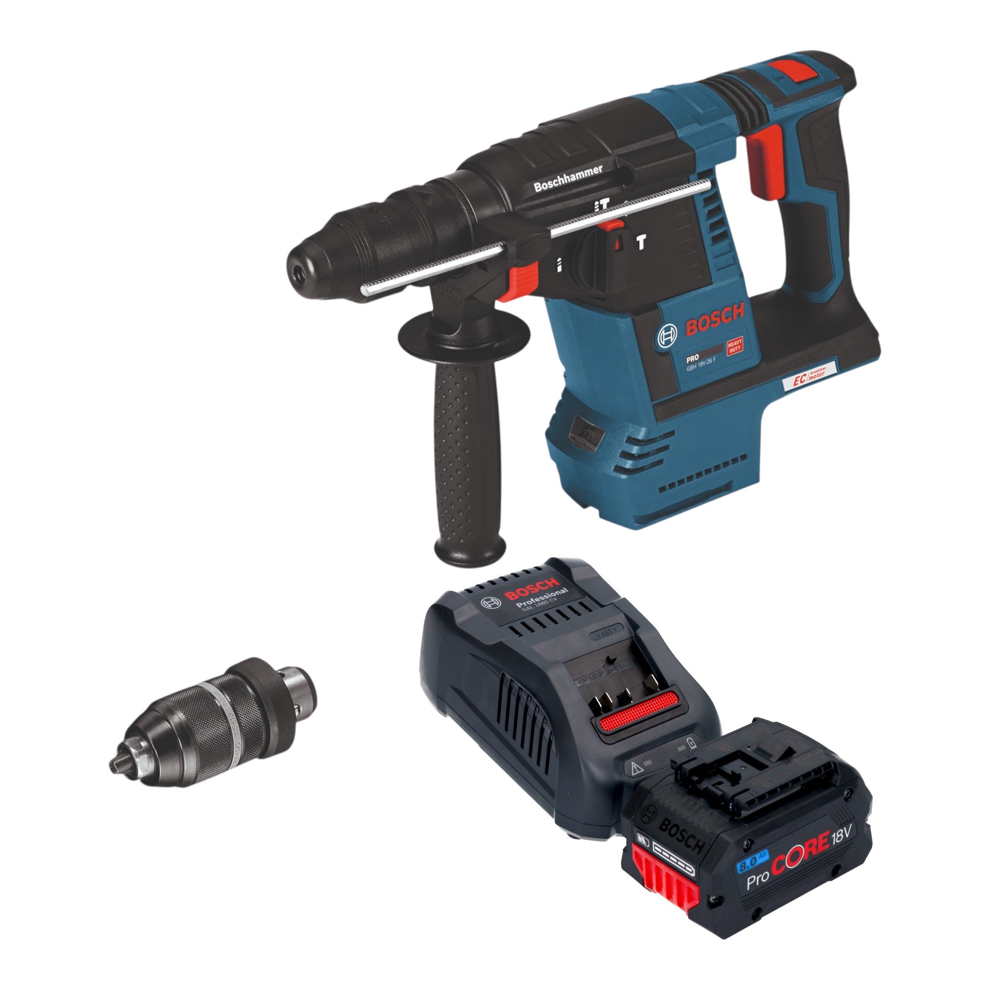 Bosch GBH 18V 26 F Professional Akku Bohrhammer 18 V 2 6 J SDS Plus 1x ProCORE Akku 8 0 Ah Ladegeraet 0 - toolbrothers