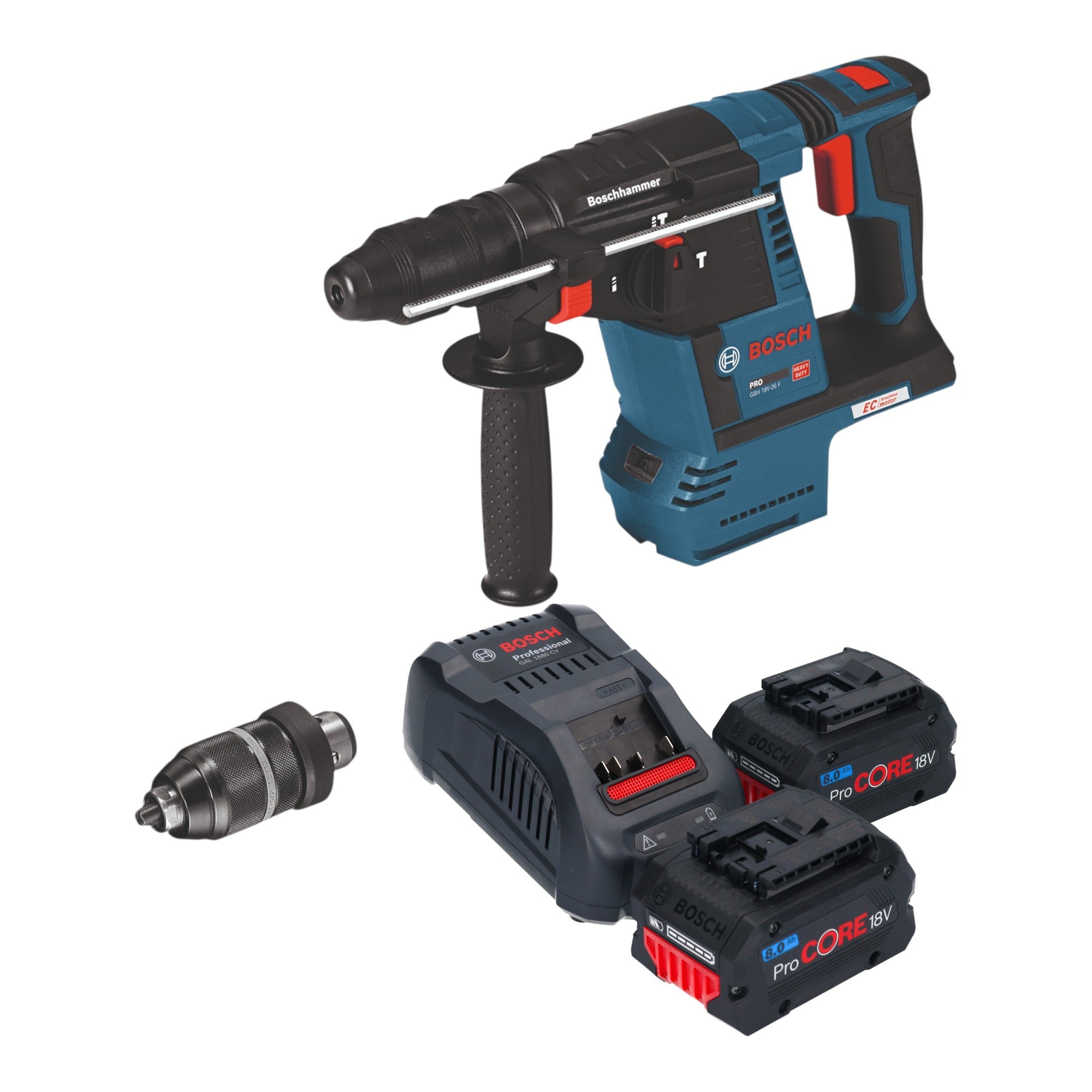 Bosch GBH 18V 26 F Professional Akku Bohrhammer 18 V 2 6 J SDS Plus 2x ProCORE Akku 8 0 Ah Ladegeraet 0 - toolbrothers