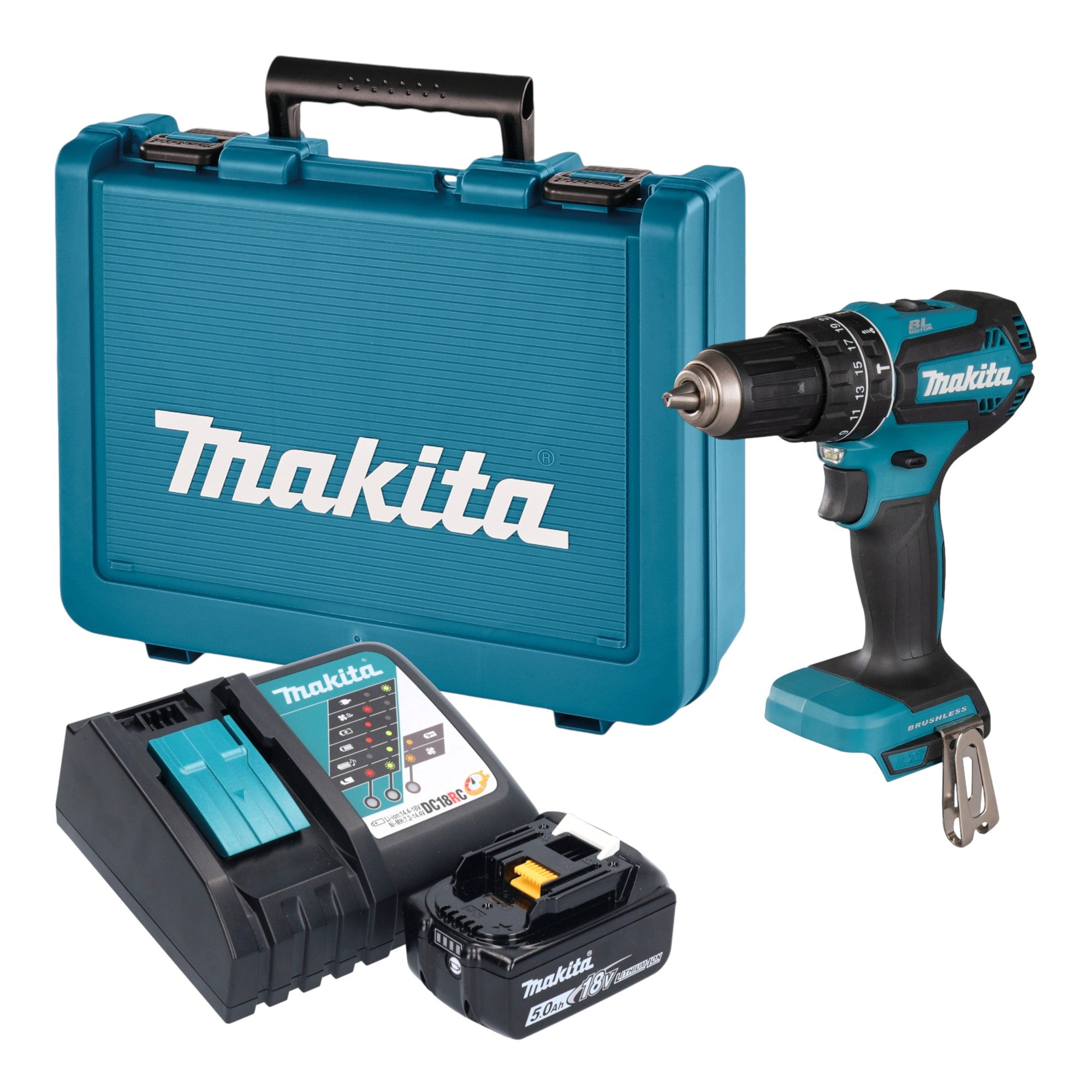 Makita DHP 485 RT1E Akku Schlagbohrschrauber 18 V 50 Nm Brushless 1x Akku 5 0 Ah Ladegeraet Koffer 0 - toolbrothers