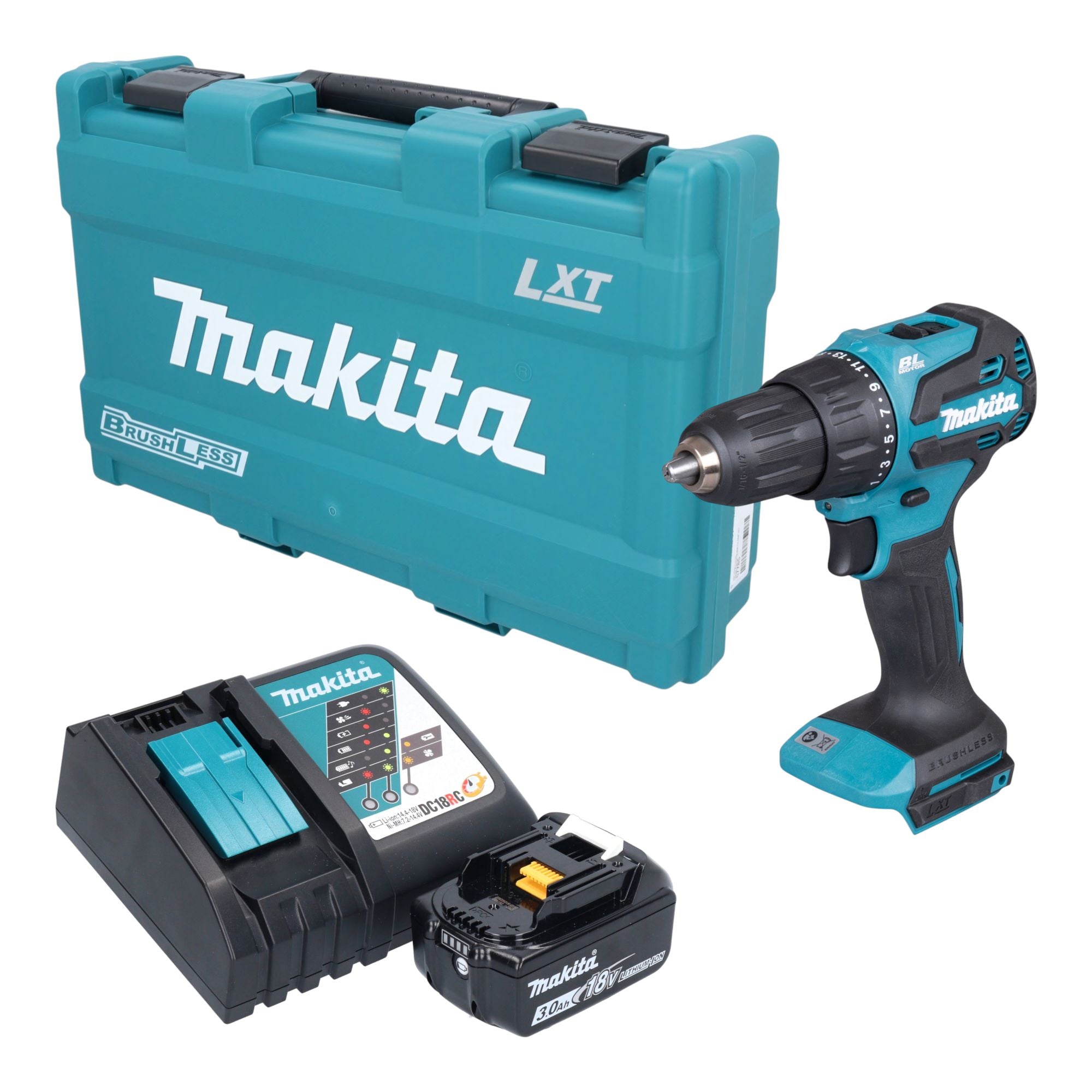 Makita DHP 490 RF1K Akku Schlagbohrschrauber 18 V 65 Nm Brushless 1x Akku 3 0 Ah Ladegeraet Koffer 0 - toolbrothers
