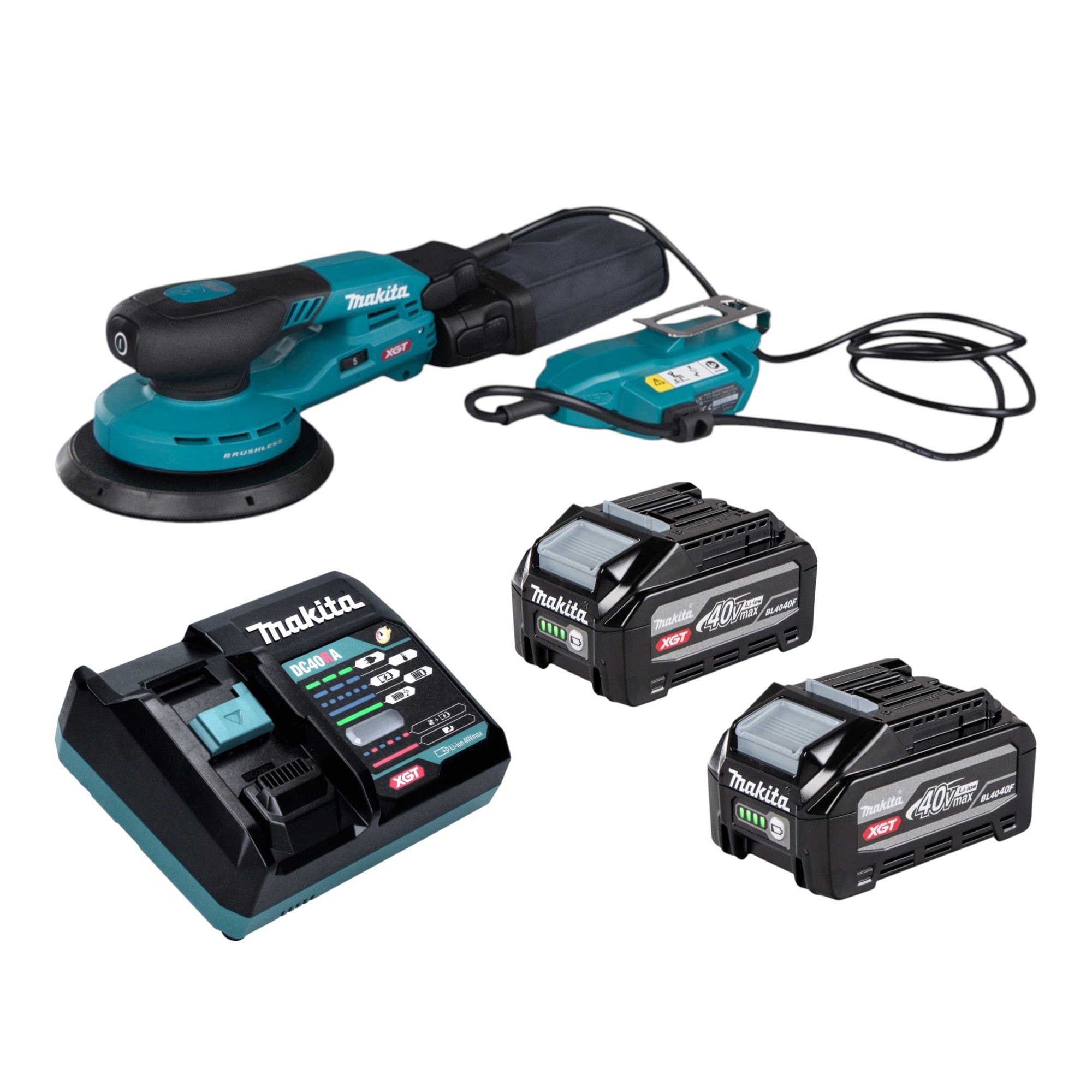 Makita BO 002 CGU201 Akku Exzenterschleifer 40 V max 150 mm 5 0 mm Hub Brushless 2x Akku 4 0 Ah Ladegeraet 0 - toolbrothers