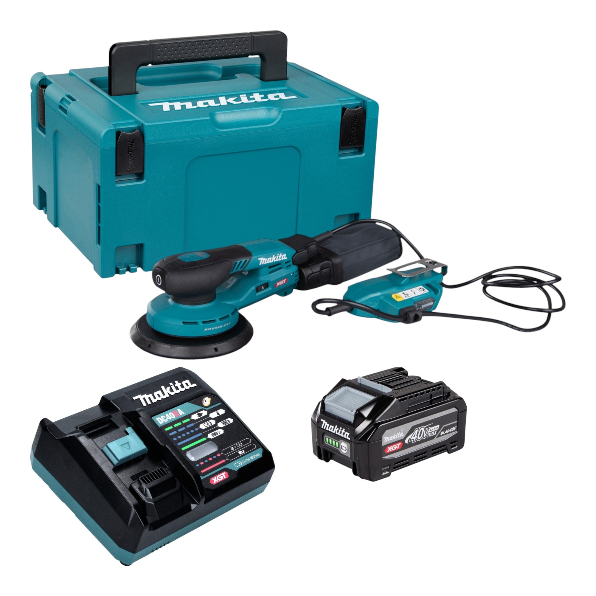 Makita BO 002 CGU101 Akku Exzenterschleifer 40 V max 150 mm 5 0 mm Hub Brushless 1x Akku 4 0 Ah Ladegeraet Makpac 0 - toolbrothers