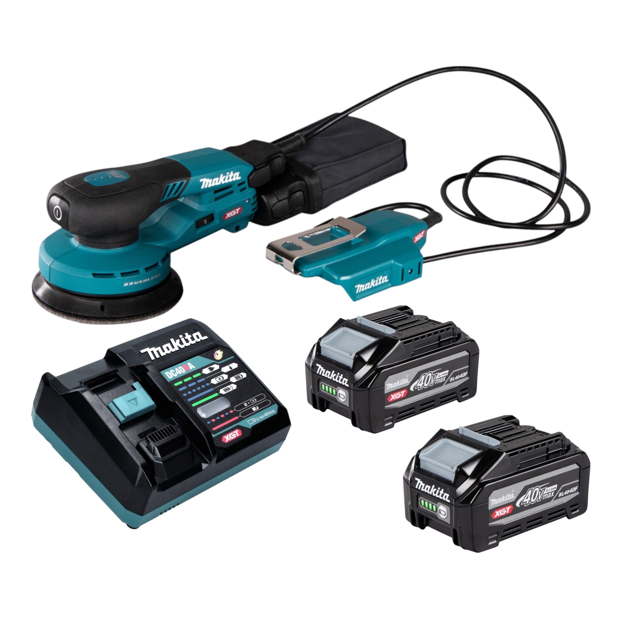 Makita BO 003 CGU201 Akku Exzenterschleifer 40 V max 125 mm 3 0 mm Hub Brushless 2x Akku 4 0 Ah Ladegeraet 0 - toolbrothers