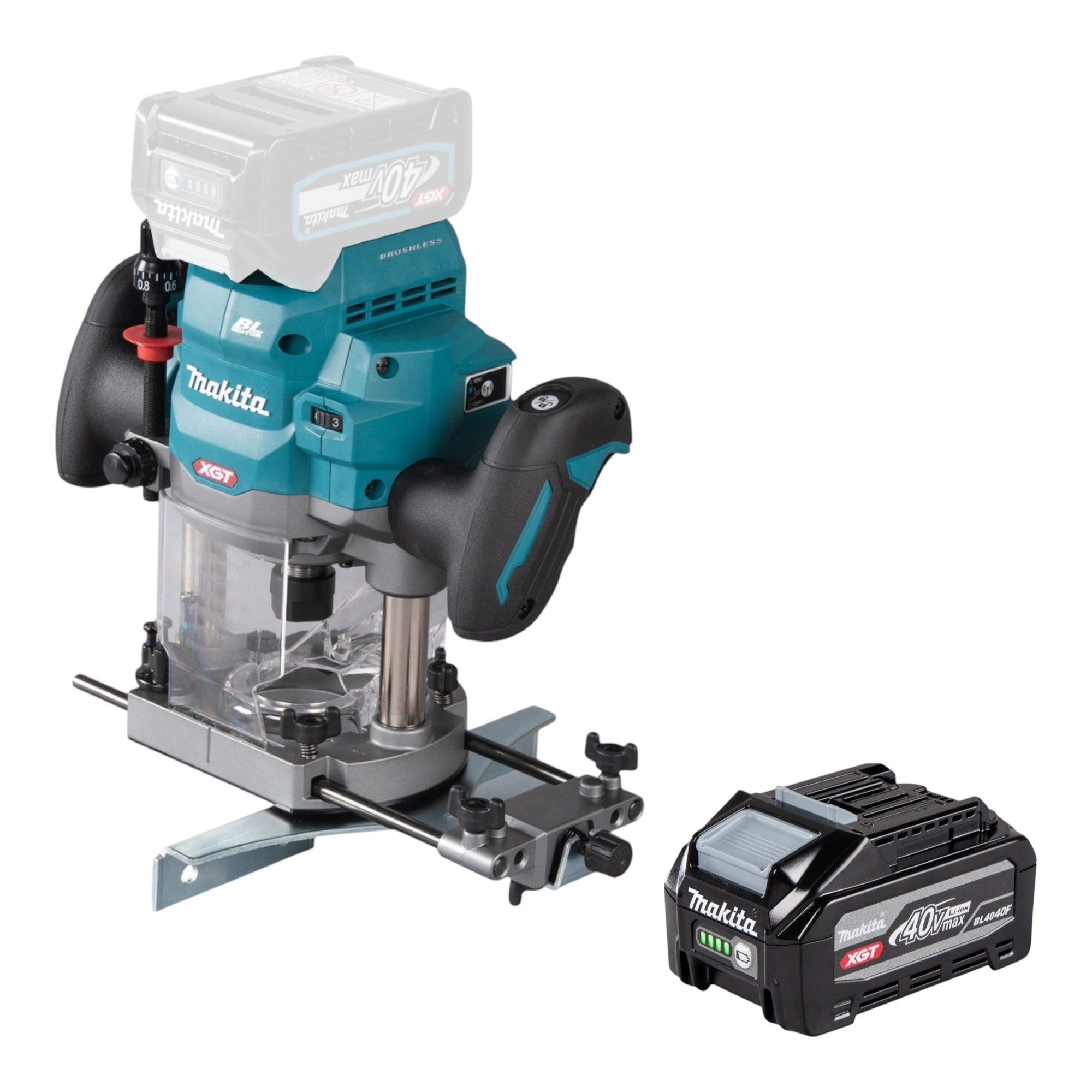 Makita RP 001 GU1 Akku Oberfraese 40 V max 12 mm Brushless 1x Akku 4 0 Ah ohne Ladegeraet 0 - toolbrothers