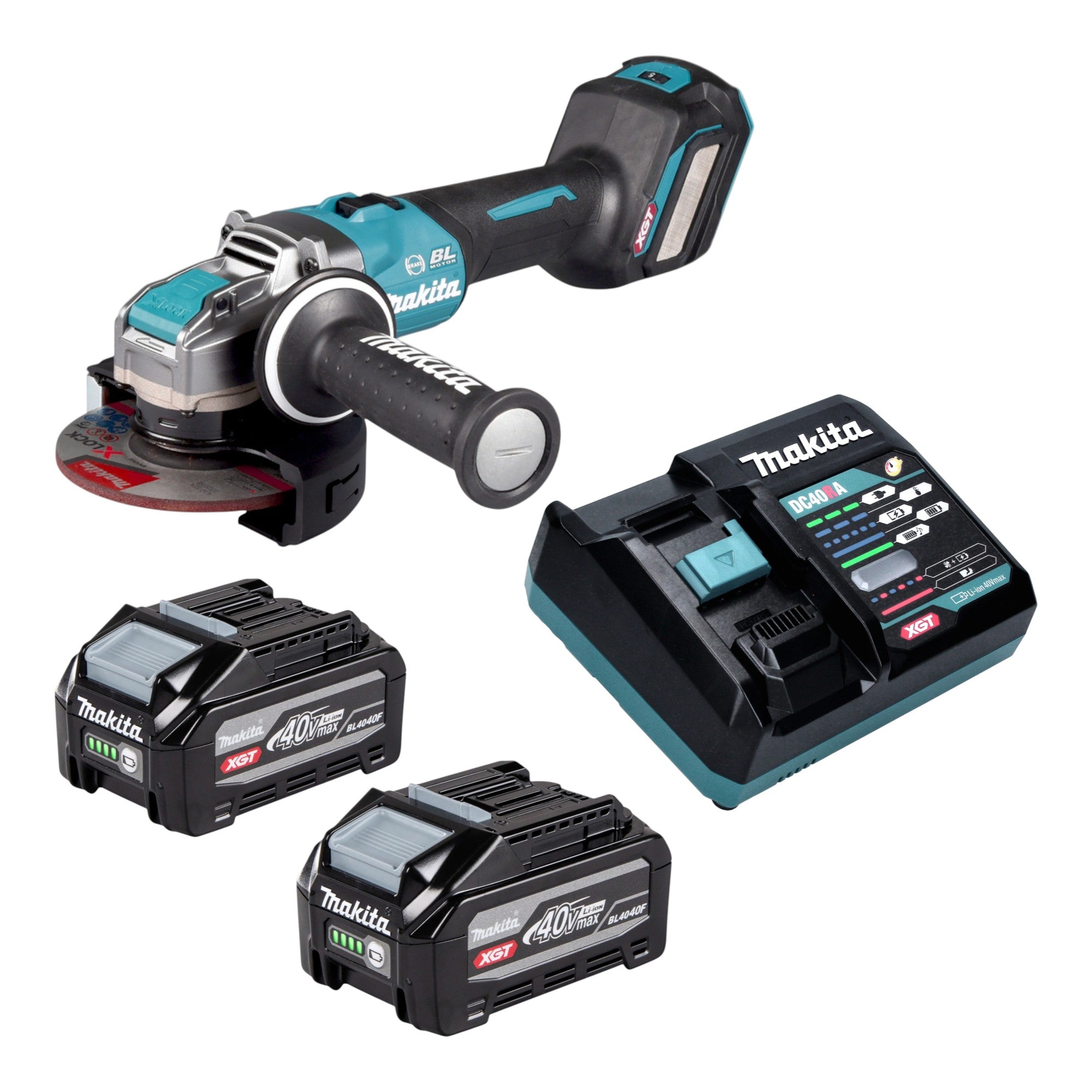 Makita GA 041 GU201 Akku Winkelschleifer 40 V max 125 mm X LOCK Brushless 2x Akku 4 0 Ah Ladegeraet 0 - toolbrothers