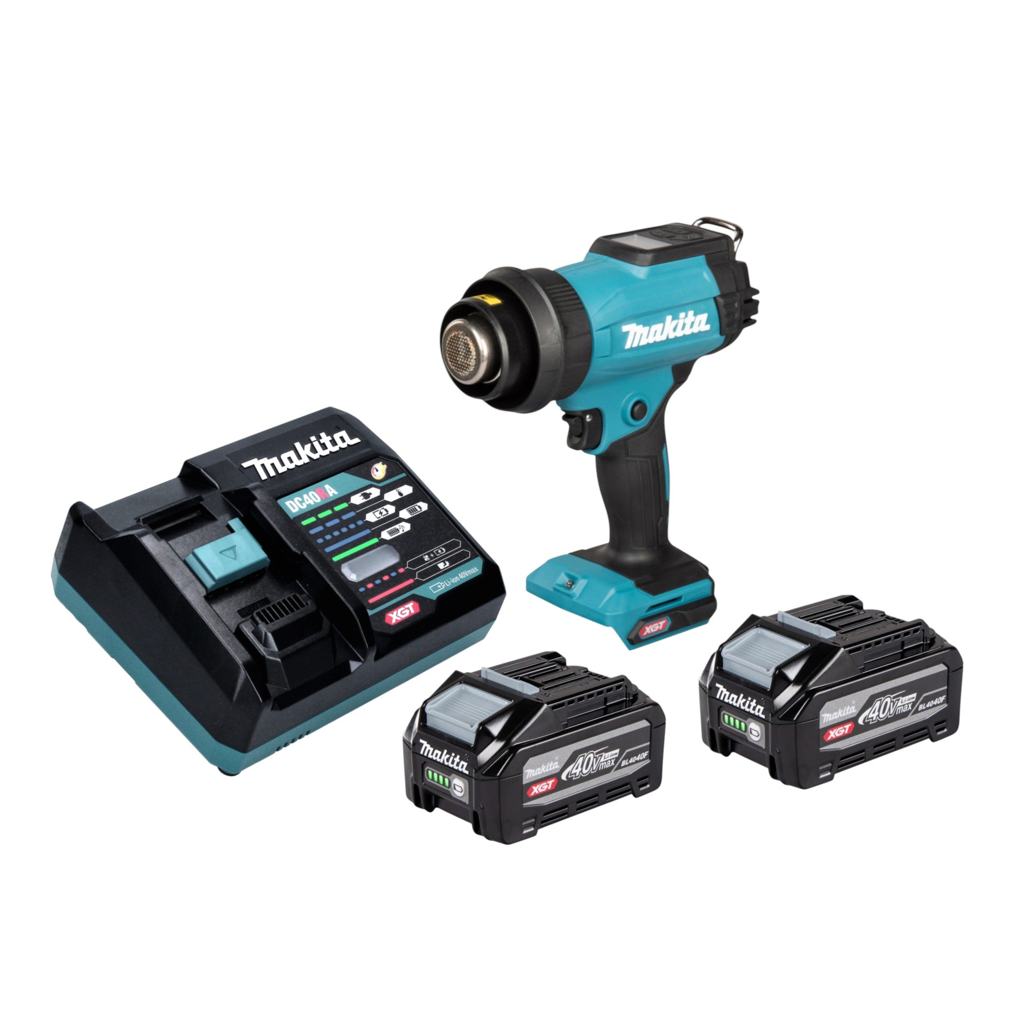 Makita HG 001 GU201 Akku Heissluftgeblaese 40 V max 600 C 2x Akku 4 0 Ah Ladegeraet Koffer 0 - toolbrothers