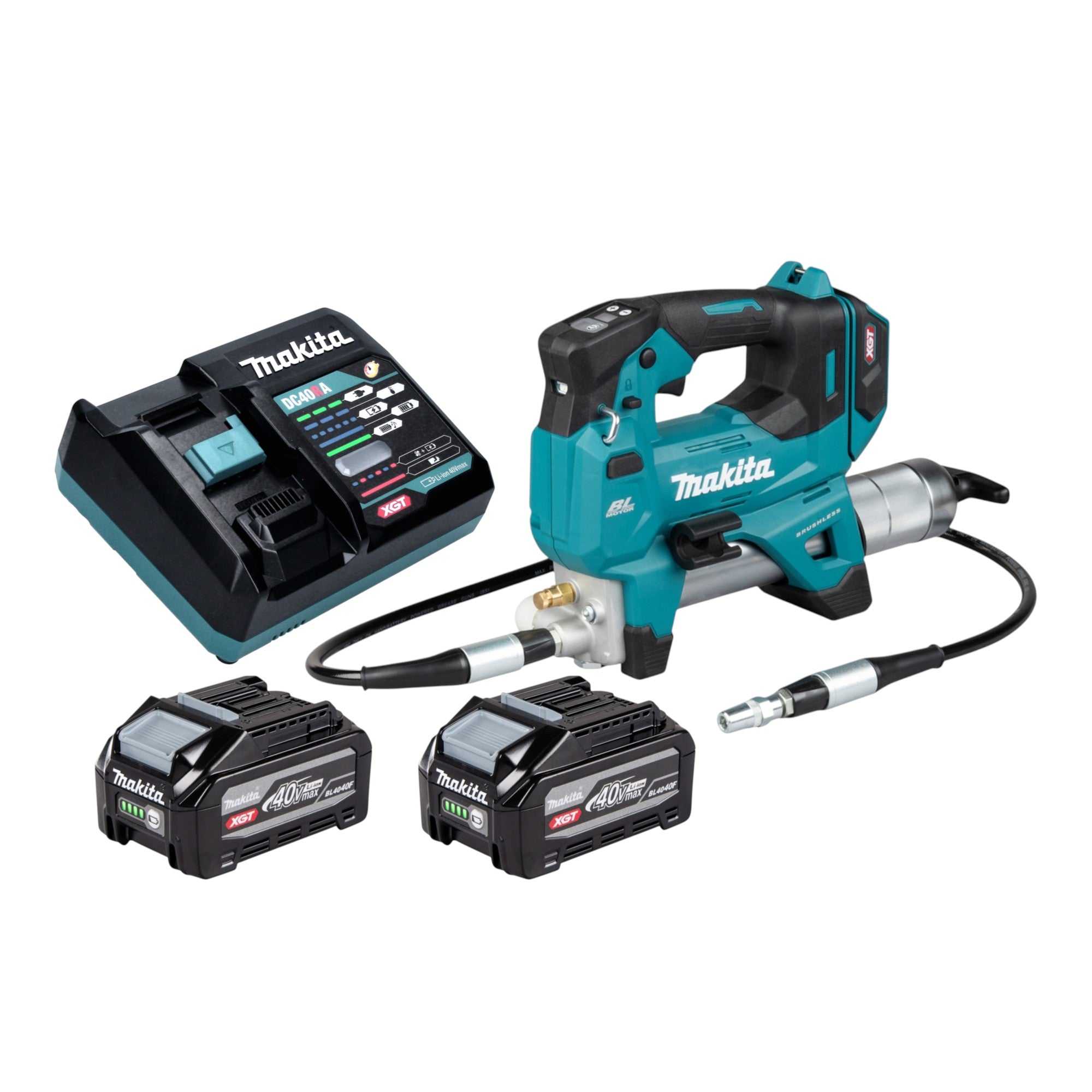 Makita GP 001 GU201 Akku Fettpresse 40 V max 690 bar Brushless 2x Akku 4 0 Ah Ladegeraet 0 - toolbrothers