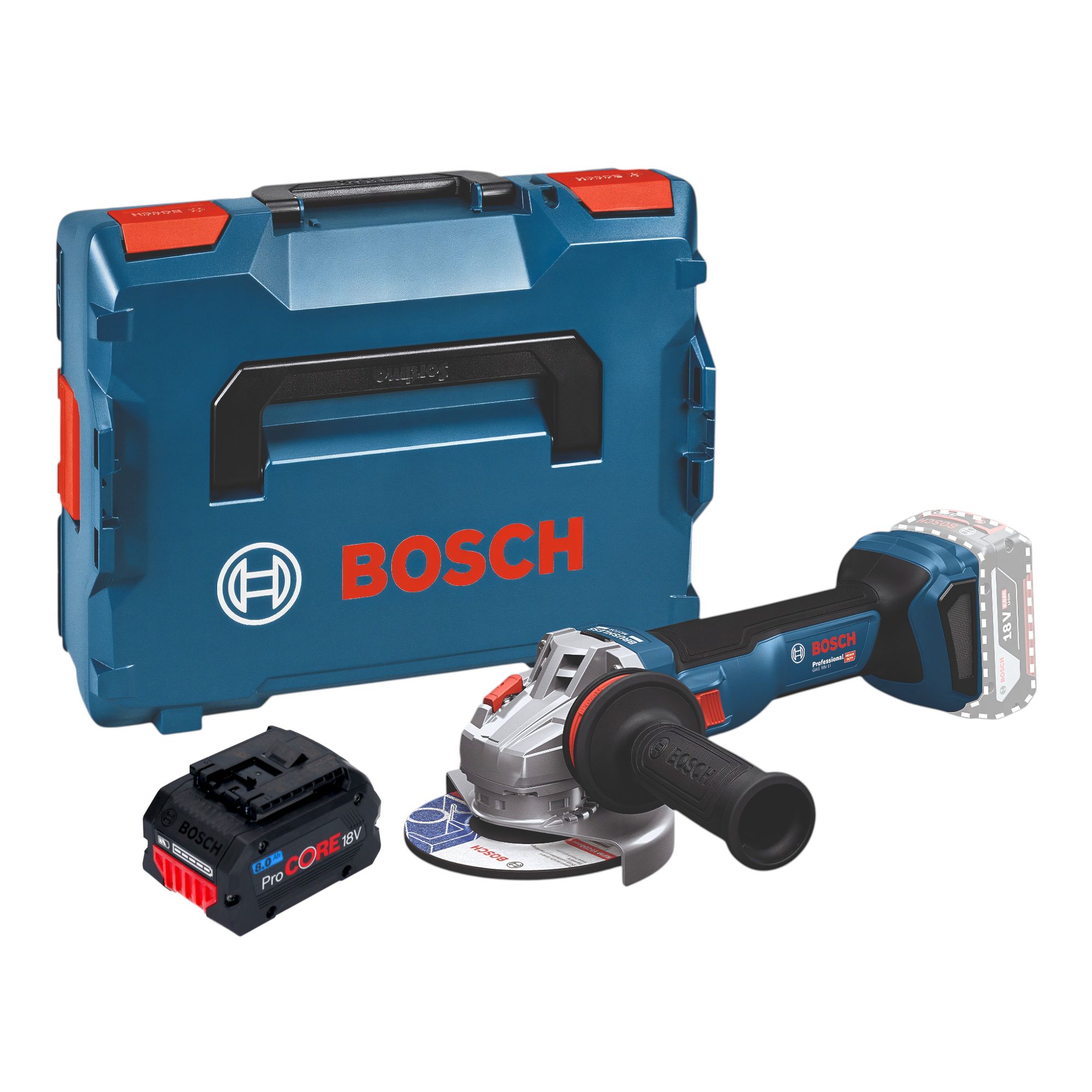 Bosch GWS 18V 11 Professional Akku Winkelschleifer 18 V 125 mm Brushless 1x ProCORE Akku 8 0 Ah L Boxx ohne Ladegeraet 0 - toolbrothers