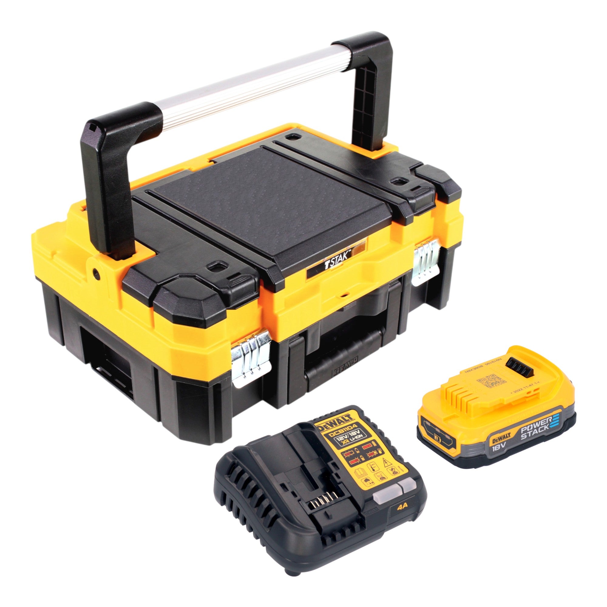 DeWalt DCB 1104 E1T Akku Starter Set 18 V mit 1x Powerstack Akku 1 7 Ah DCB 1104 Ladegeraet TSTAK 0 - toolbrothers