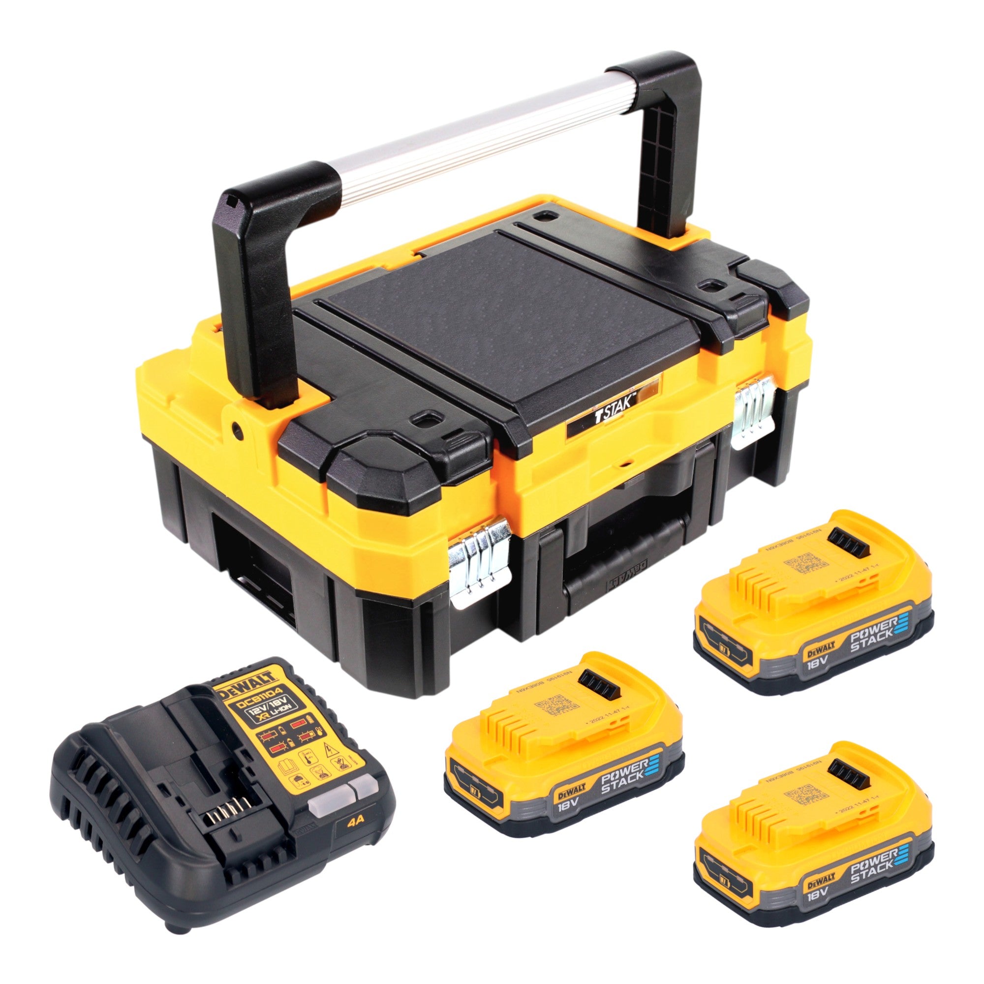 DeWalt DCB 1104 E3T Akku Starter Set 18 V mit 3x Powerstack Akku 1 7 Ah DCB 1104 Ladegeraet TSTAK 0 - toolbrothers