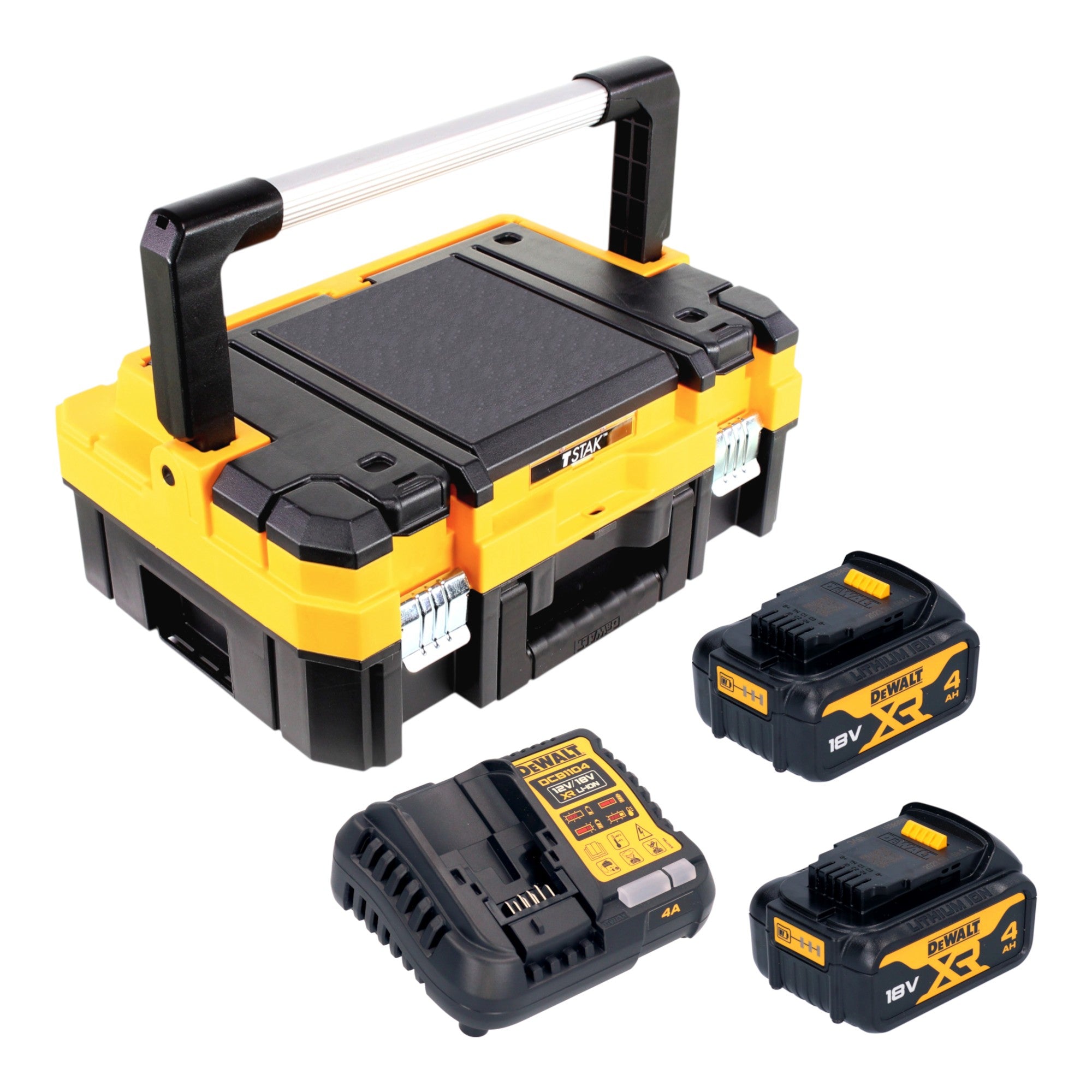 DeWalt DCB 1104 M2T Akku Starter Set 18 V mit 2x Akku 4 0 Ah DCB 1104 Ladegeraet TSTAK 0 - toolbrothers