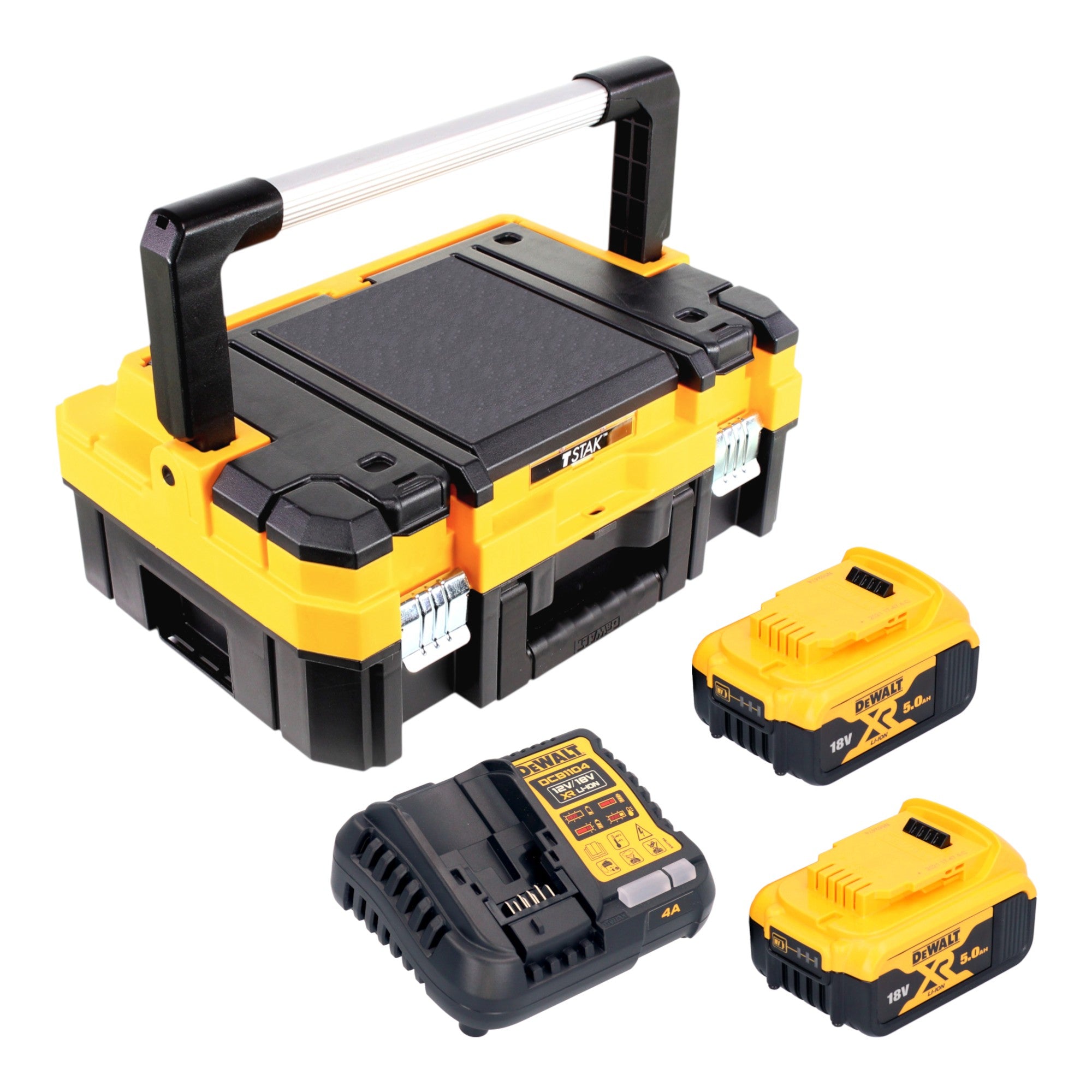 DeWalt DCB 1104 P2T Akku Starter Set 18 V mit 2x Akku 5 0 Ah DCB 1104 Ladegeraet TSTAK 1 - toolbrothers