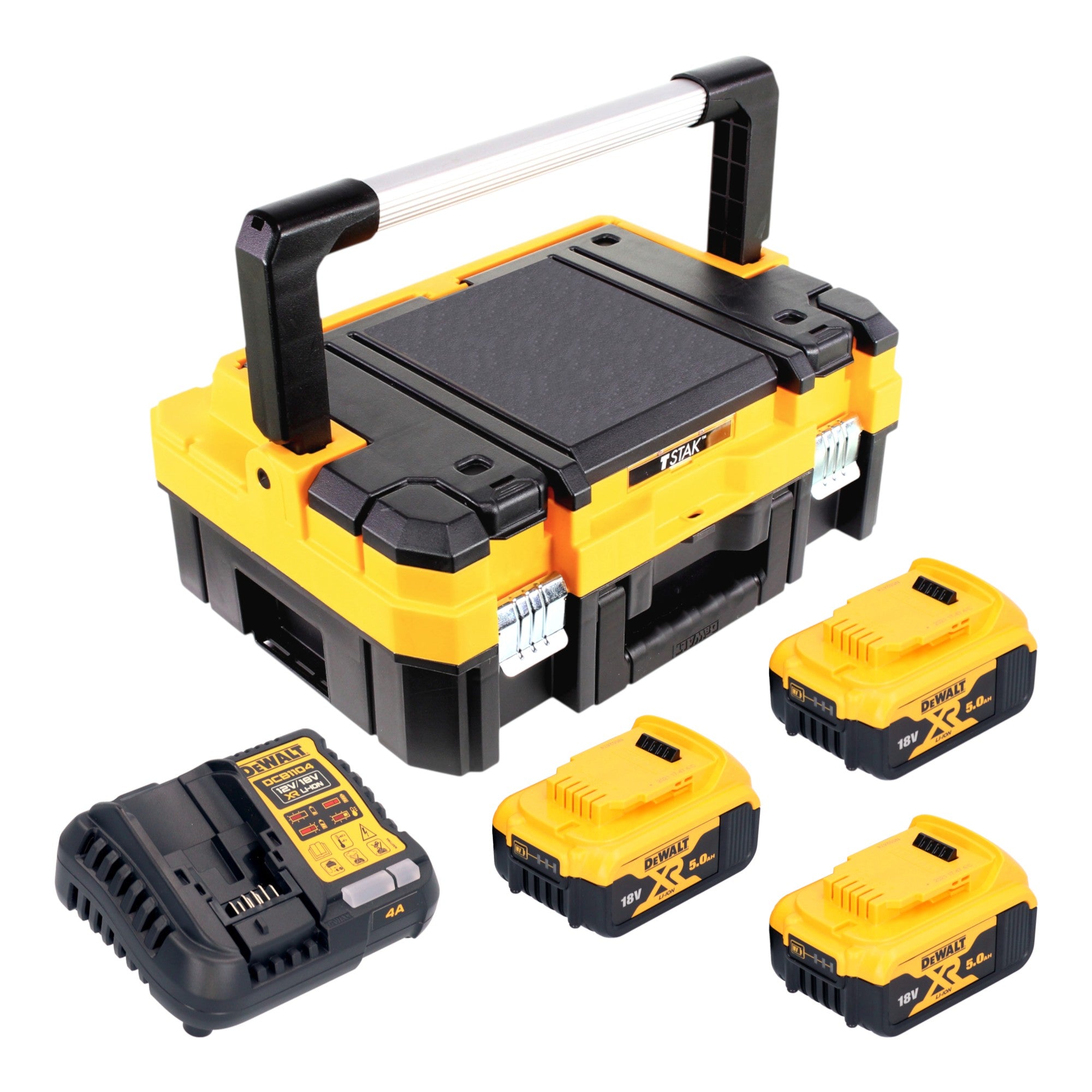 DeWalt DCB 1104 P3T Akku Starter Set 18 V mit 3x Akku 5 0 Ah DCB 1104 Ladegeraet TSTAK 0 - toolbrothers