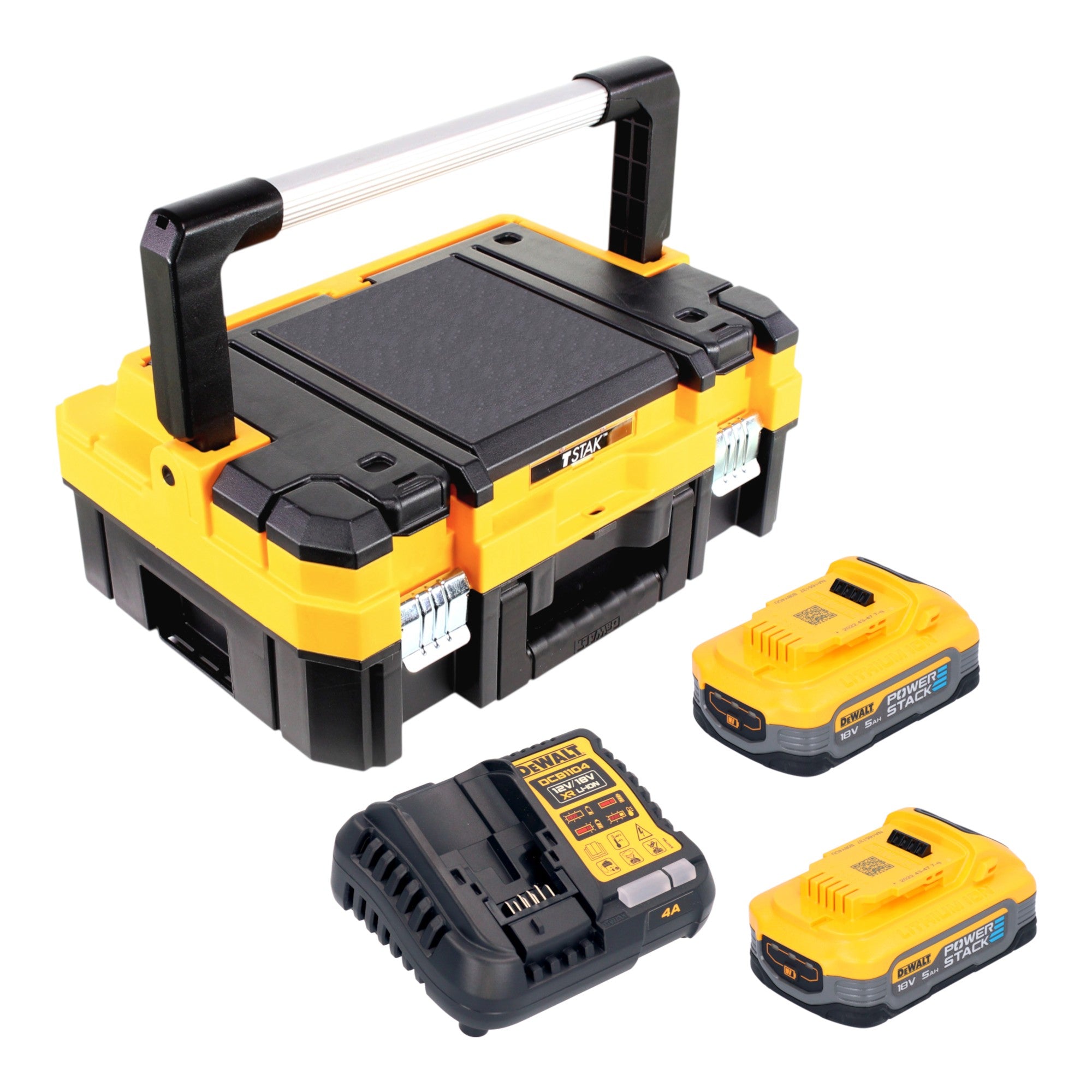 DeWalt DCB 1104 H2T Akku Starter Set 18 V mit 2x Powerstack Akku 5 0 Ah DCB 1104 Ladegeraet TSTAK 0 - toolbrothers