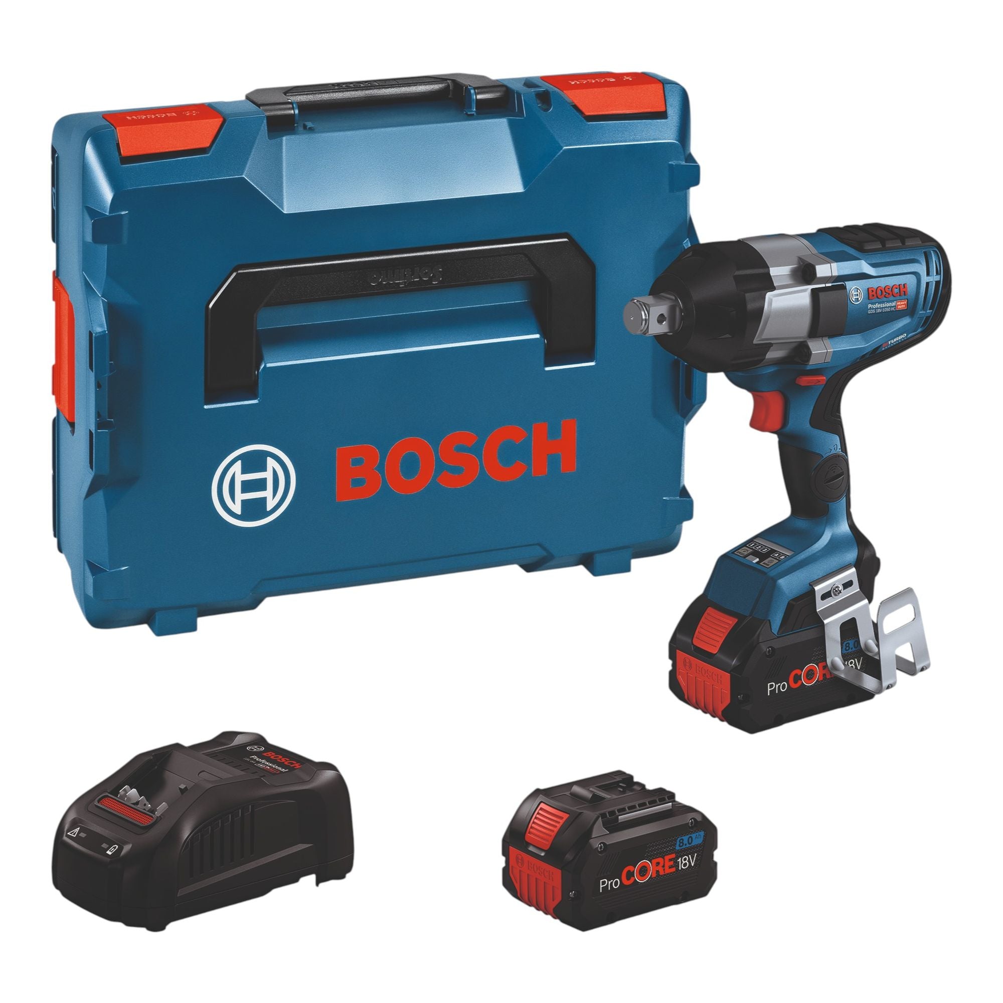 Bosch GDS 18V 1050 HC Professional Akku Schlagschrauber 18 V 1050 Nm 3 4 BITURBO 06019J8202 2x Akku 8 0 Ah Ladegeraet L Boxx 0 - toolbrothers