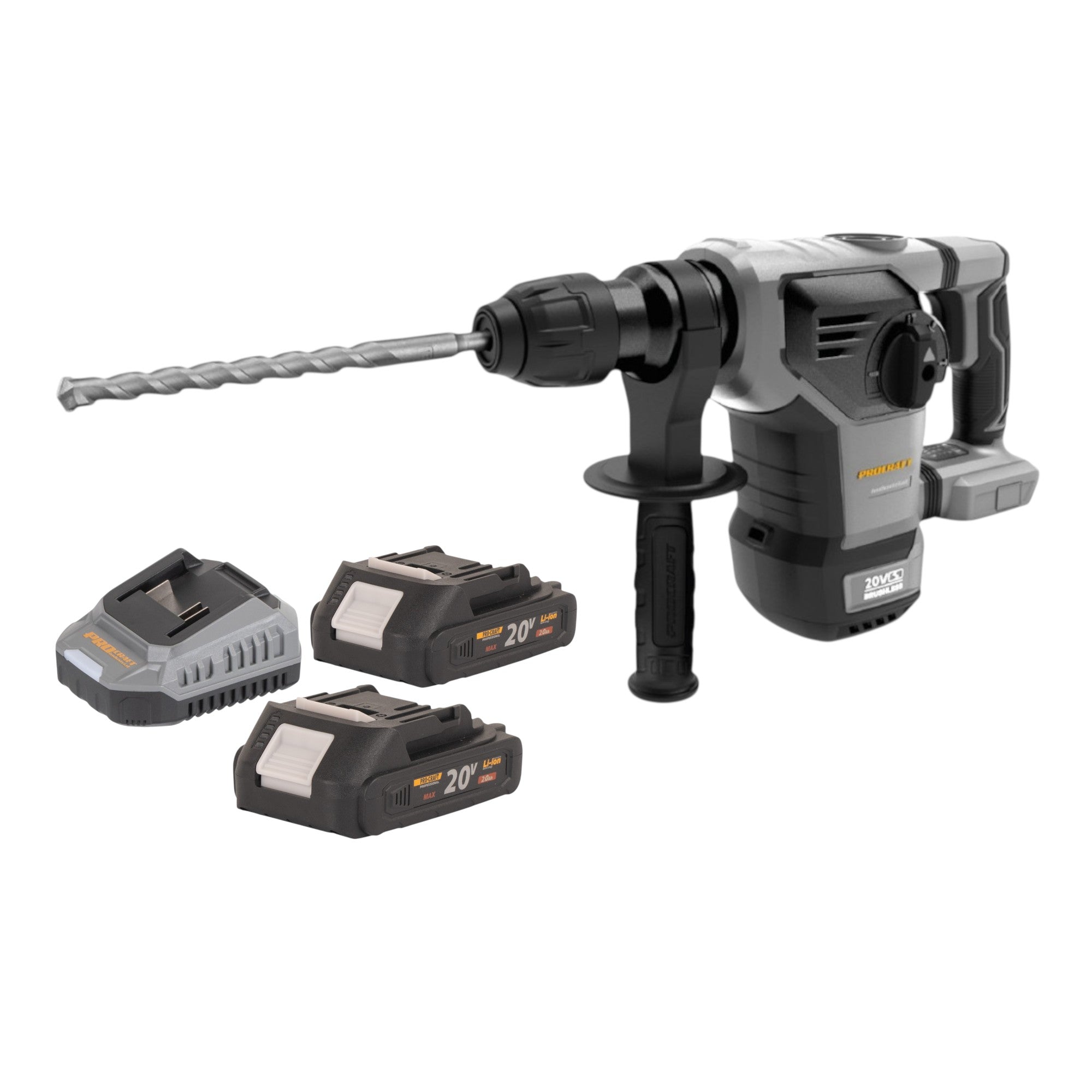 Procraft Industrial HD20B BB Akku Kombihammer 20 V 5 J SDS plus Brushless 2x Akku 2 0 Ah Ladegeraet 0 - toolbrothers