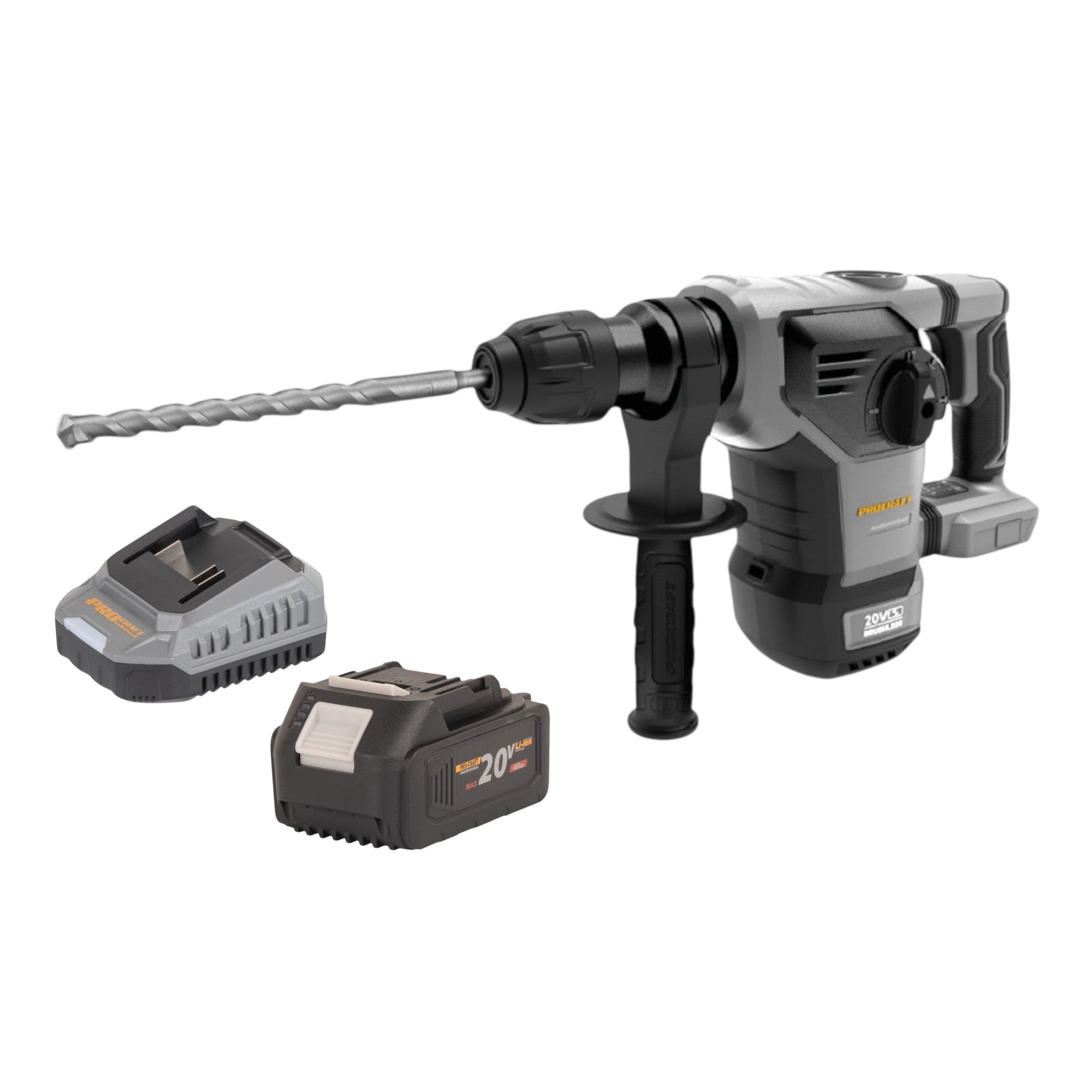 Procraft Industrial HD20B BB Akku Kombihammer 20 V 5 J SDS plus Brushless 1x Akku 4 0 Ah Ladegeraet 0 - toolbrothers