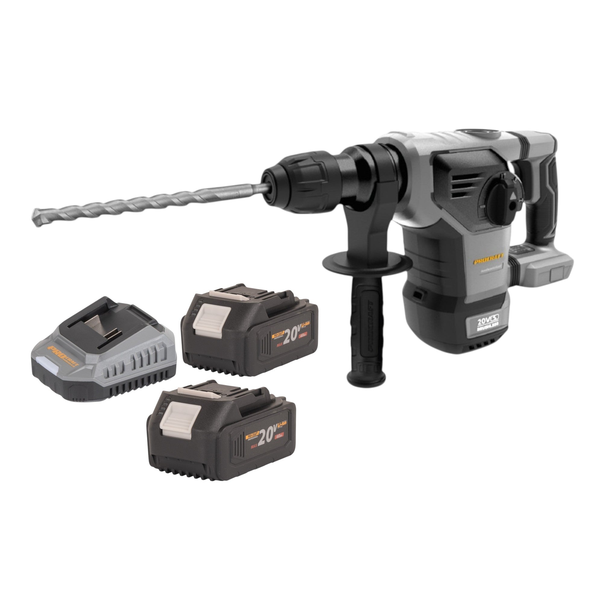 Procraft Industrial HD20B BB Akku Kombihammer 20 V 5 J SDS plus Brushless 2x Akku 4 0 Ah Ladegeraet 0 - toolbrothers