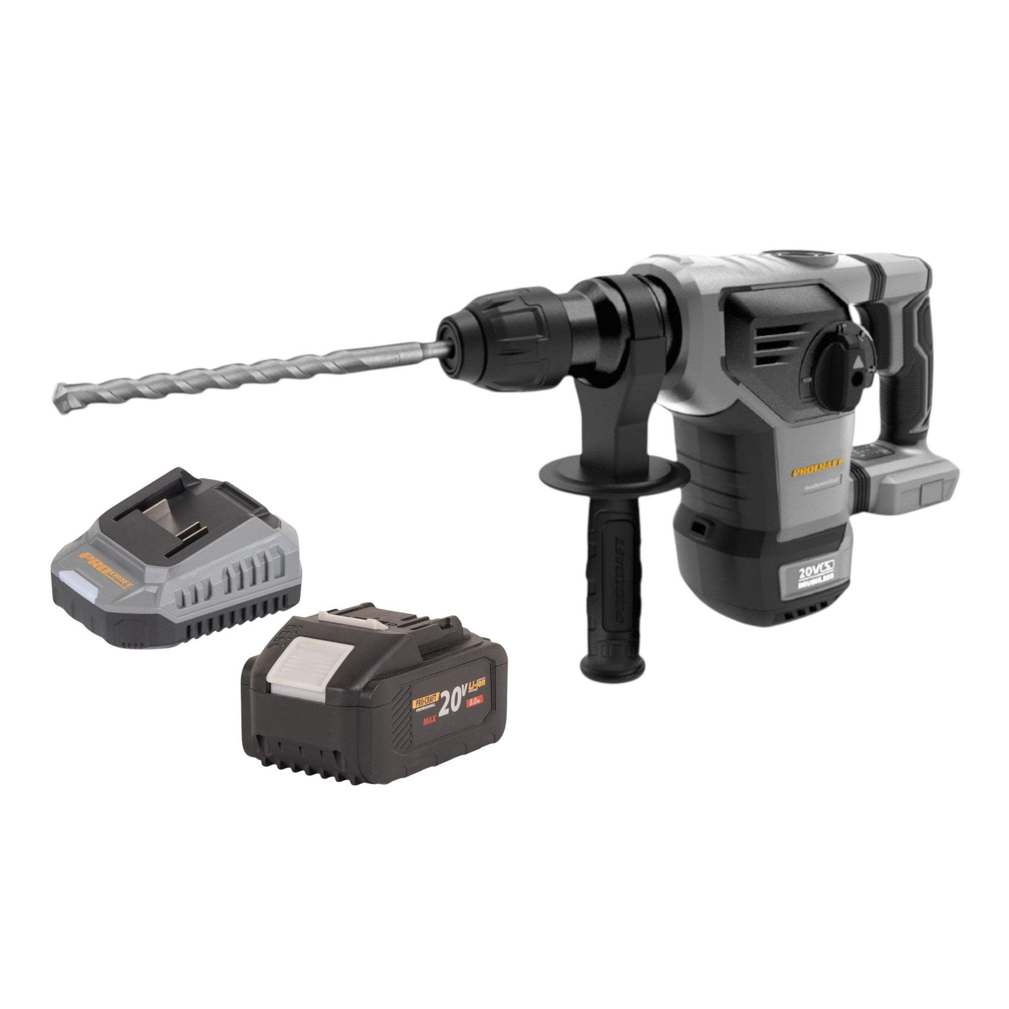 Procraft Industrial HD20B BB C Akku Kombihammer 20 V 5 J SDS plus Brushless 1x Akku 8 0 Ah Ladegeraet Koffer 0 - toolbrothers