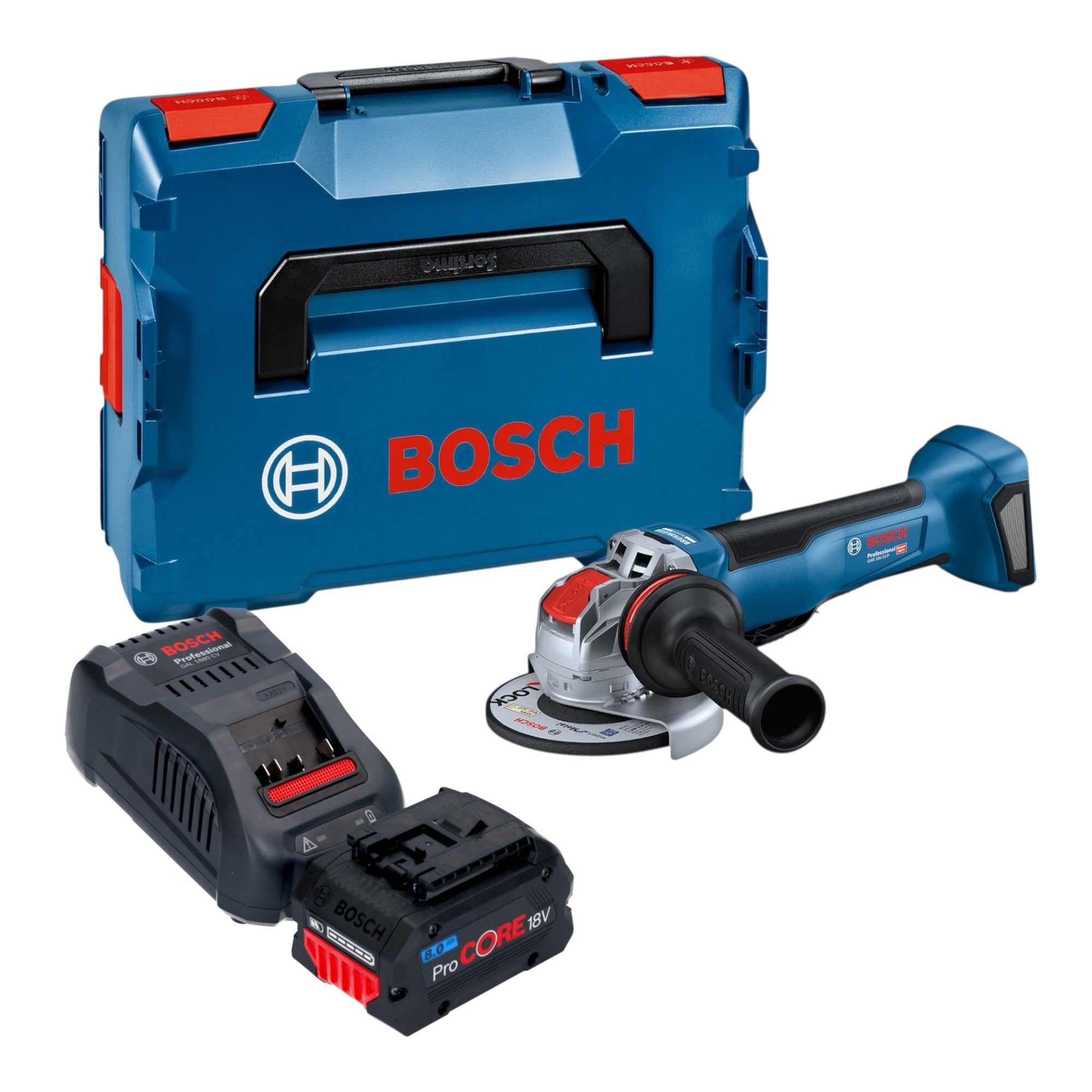 Bosch GWX 18V 10 P Professional Akku Winkelschleifer 18 V 125 mm X LOCK Brushless 1x ProCORE Akku 8 0 Ah Ladegeraet L Boxx 0 - toolbrothers