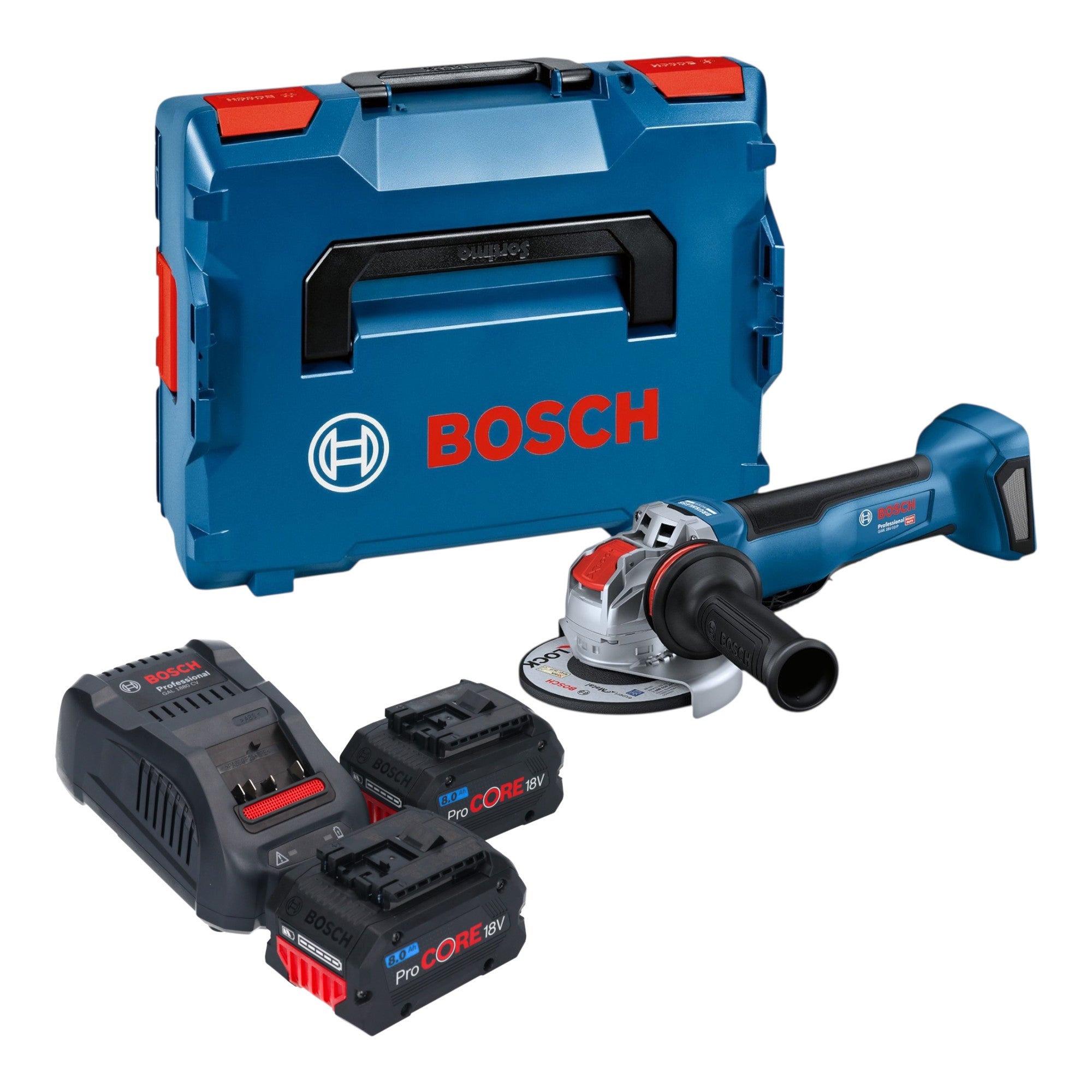 Bosch GWX 18V 10 P Professional Akku Winkelschleifer 18 V 125 mm X LOCK Brushless 2x ProCORE Akku 8 0 Ah Ladegeraet L Boxx 0 - toolbrothers