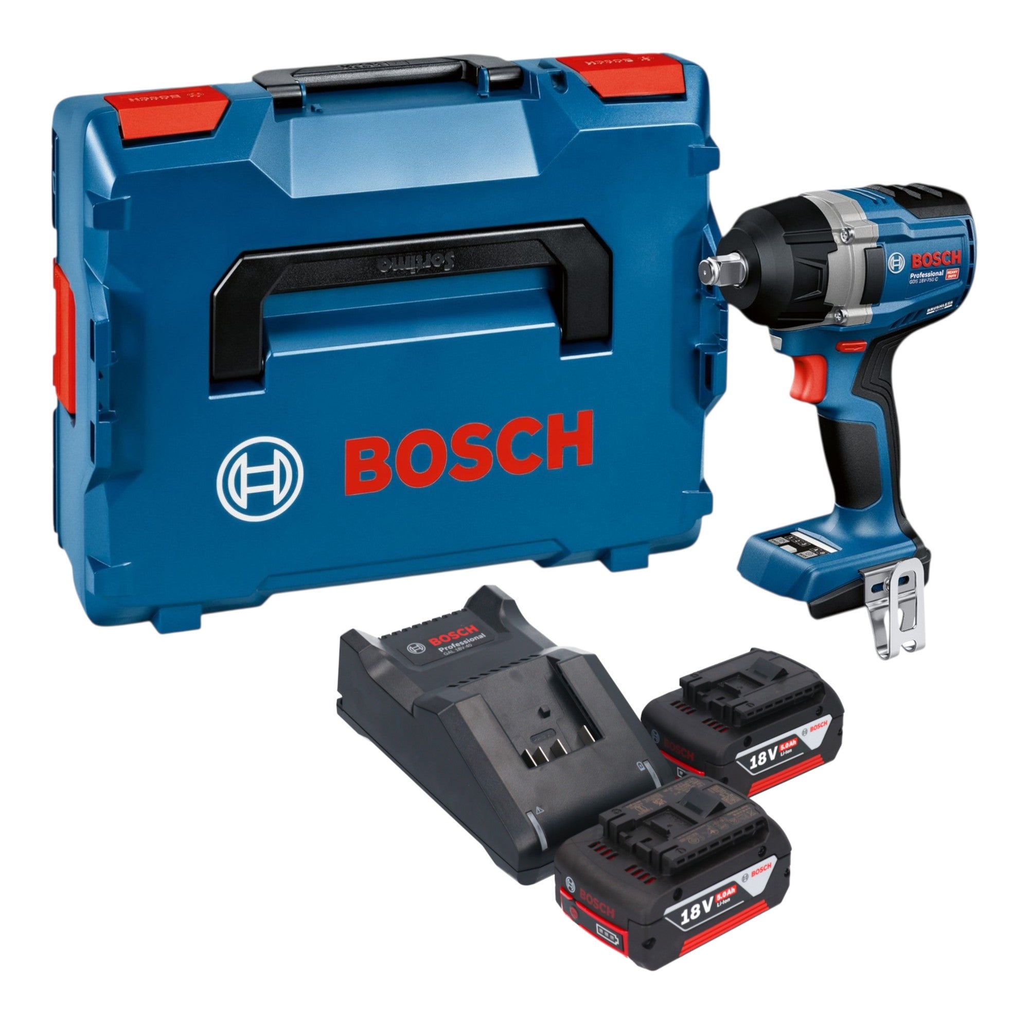 Bosch GDS 18V 750 C Akku Schlagschrauber 18 V 750 Nm 1 2 Brushless 2x Akku 5 0 Ah Ladegeraet L Boxx 0 - toolbrothers