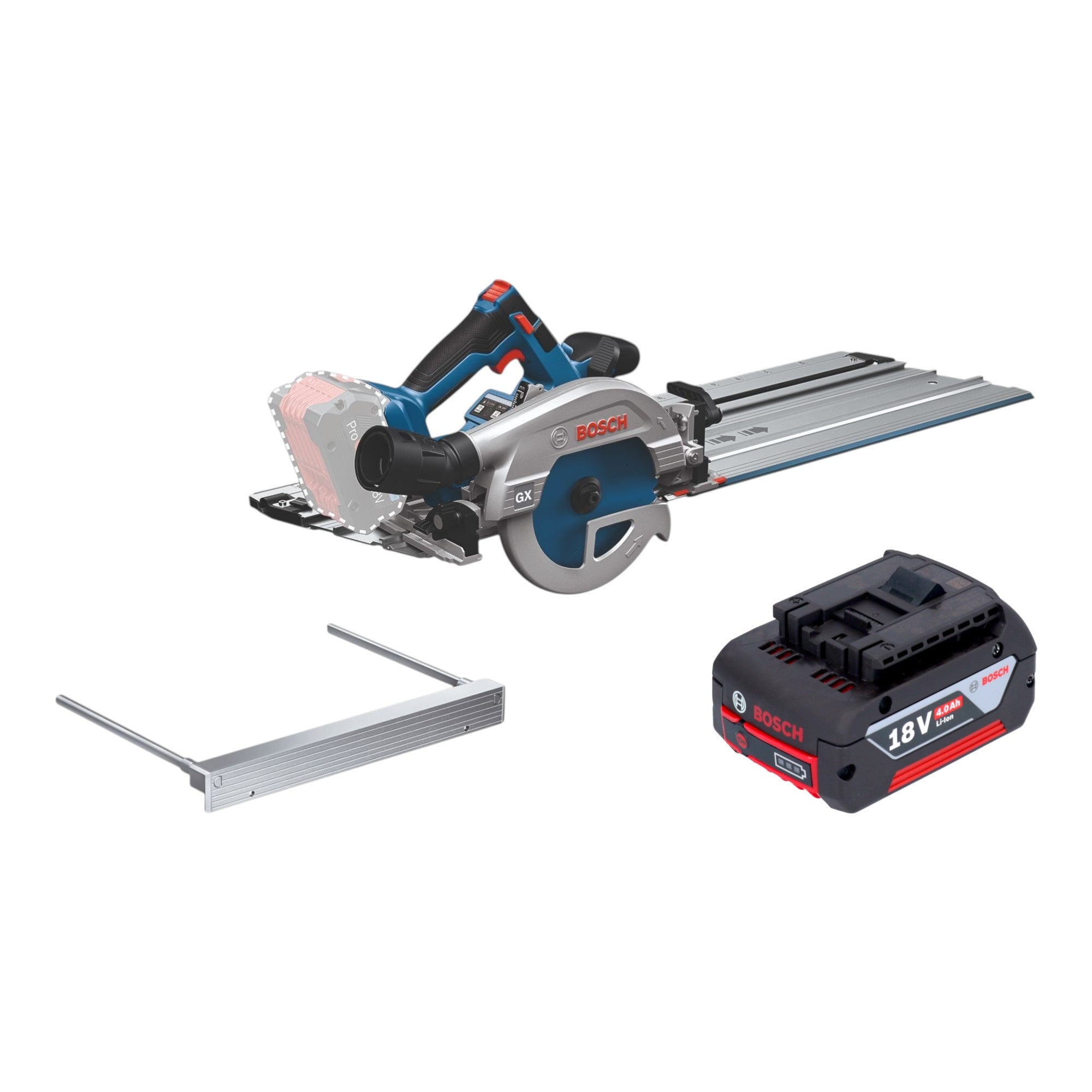 Bosch GKS 18V 57 2 GX Professional Akku Kreissaege 18 V 165 mm Brushless 1x Akku 4 0 Ah Kappschiene ohne Ladegeraet 0 - toolbrothers