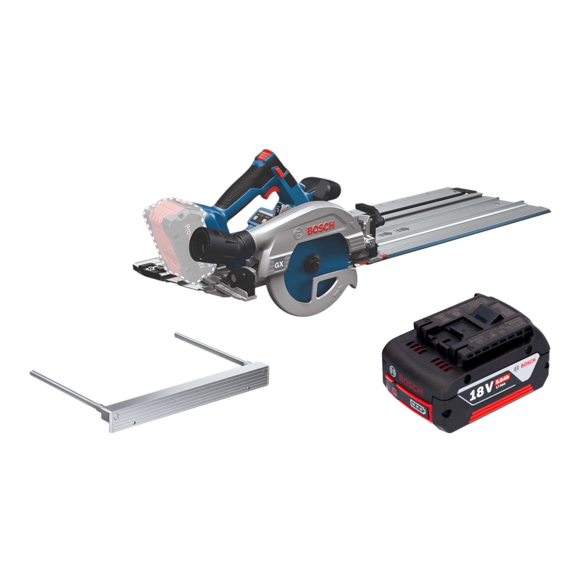 Bosch GKS 18V 57 2 GX Professional Akku Kreissaege 18 V 165 mm Brushless 1x Akku 5 0 Ah Kappschiene ohne Ladegeraet 0 - toolbrothers