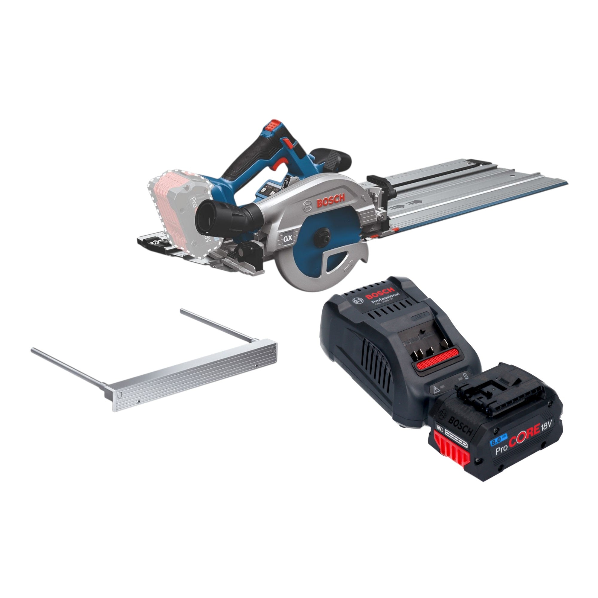 Bosch GKS 18V 57 2 GX Professional Akku Kreissaege 18 V 165 mm Brushless 1x ProCORE Akku 8 0 Ah Ladegeraet Kappschiene 0 - toolbrothers