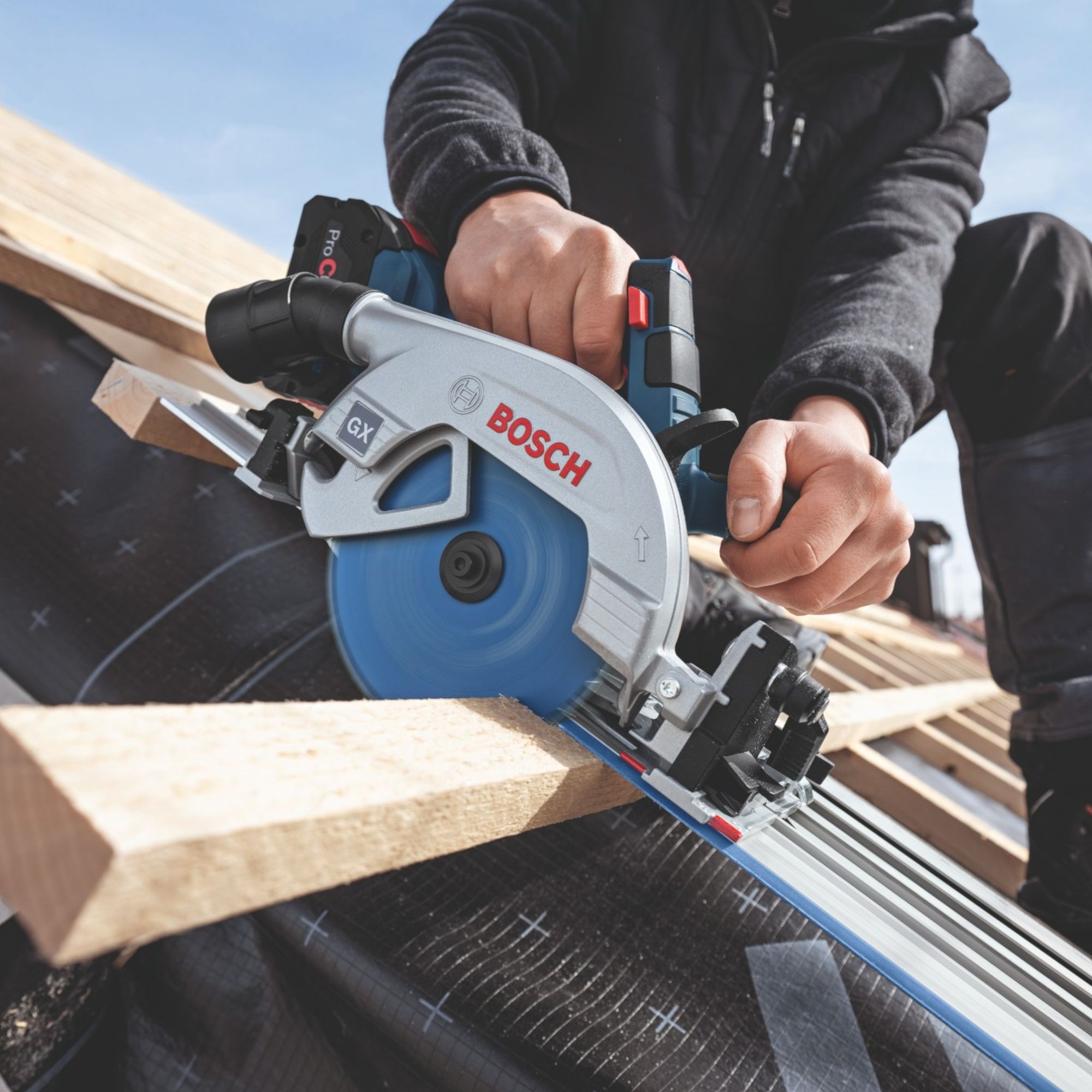 Bosch GKS 18V 57 2 GX Professional Akku Kreissaege 18 V 165 mm Brushless 1x ProCORE Akku 8 0 Ah Ladegeraet Kappschiene 3 - toolbrothers