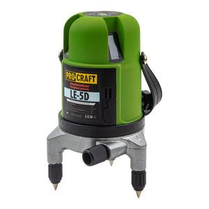 Procraft LE-5D Akku Linien- und Kreuzlinienlaser 3,7 V 50 m grün selbstnivellierend + Integrierter Akku 2,0 Ah + Tasche