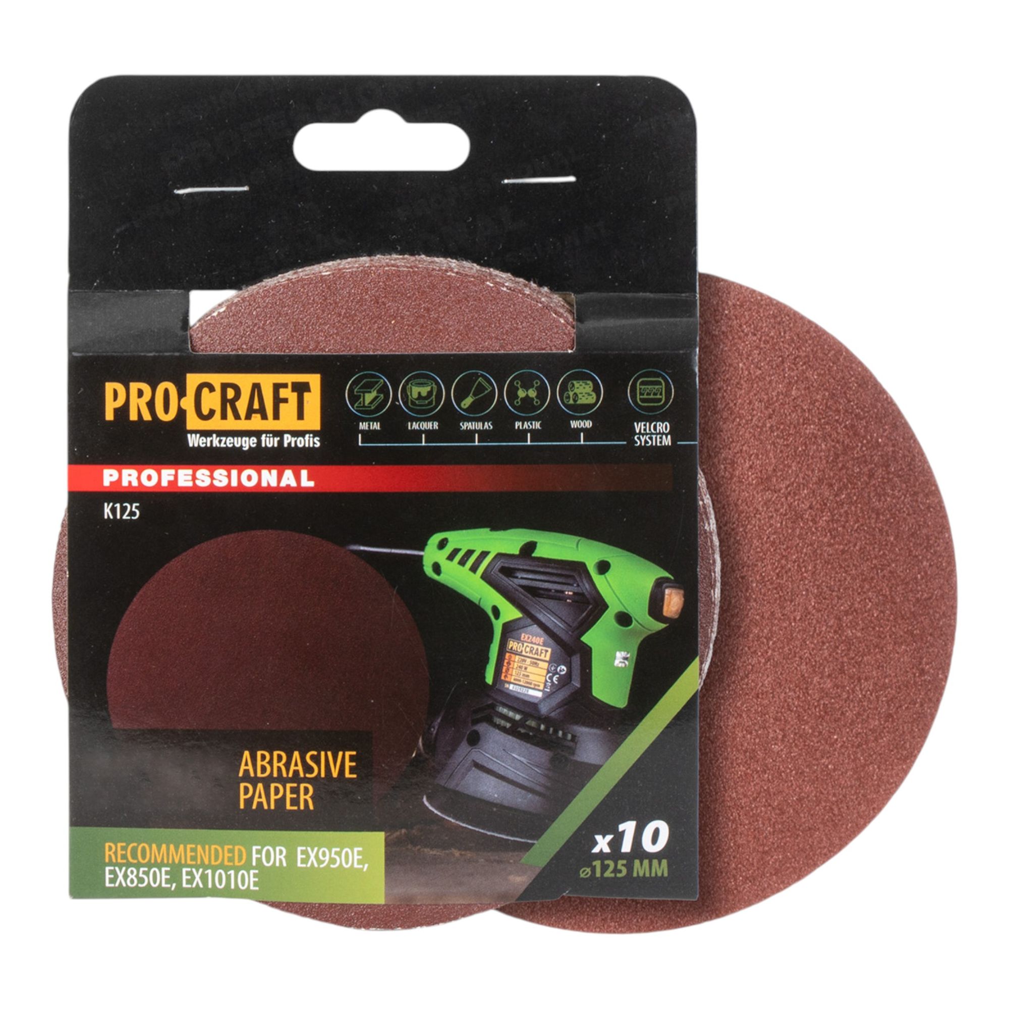 Procraft K125 150 Schleifpapier Klett 125 mm P150 10 Stk fuer Exzenterschleifer 0 - toolbrothers