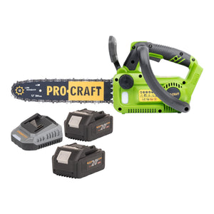 Procraft PKA42Libb Akku Kettensäge 20 V 304 mm Brushless + 2x Akku 4,0 Ah + Ladegerät