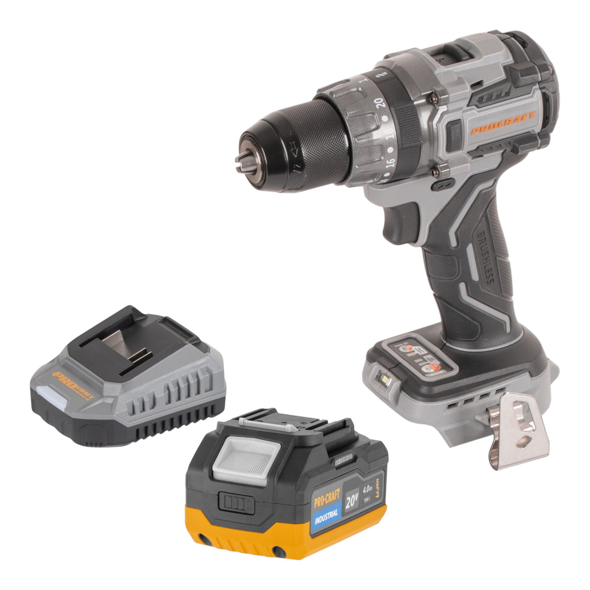 Procraft Industrial CD20Abb Akku Schlagbohrschrauber 20 V 85 Nm + 1x Akku 4,0 Ah + Ladegerät