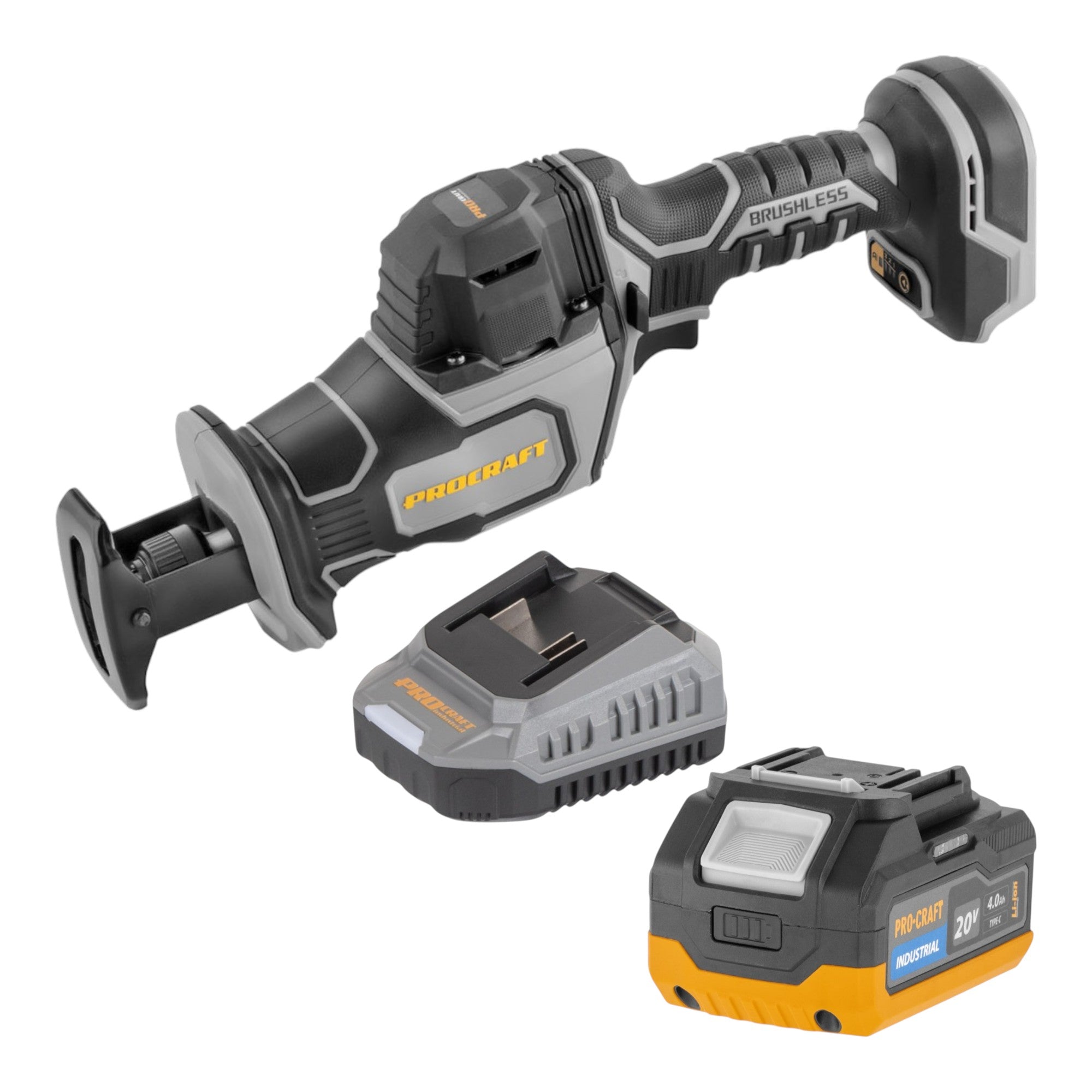 Procraft Industrial RS20Abb Recipro Saebelsaege 20 V Brushless 1x Akku 4 0 Ah Ladegeraet 0 - toolbrothers