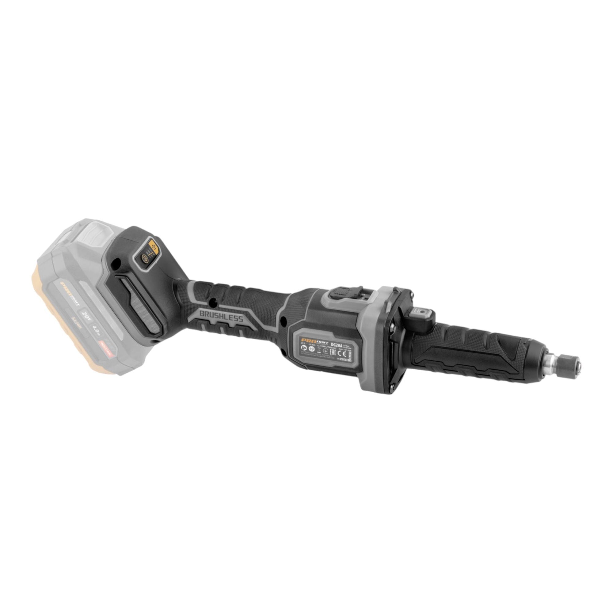 Procraft Industrial DG20A BB Akku Geradschleifer 20 V 6 mm Brushless 1x Akku 4 0 Ah ohne Ladegeraet 4 - toolbrothers