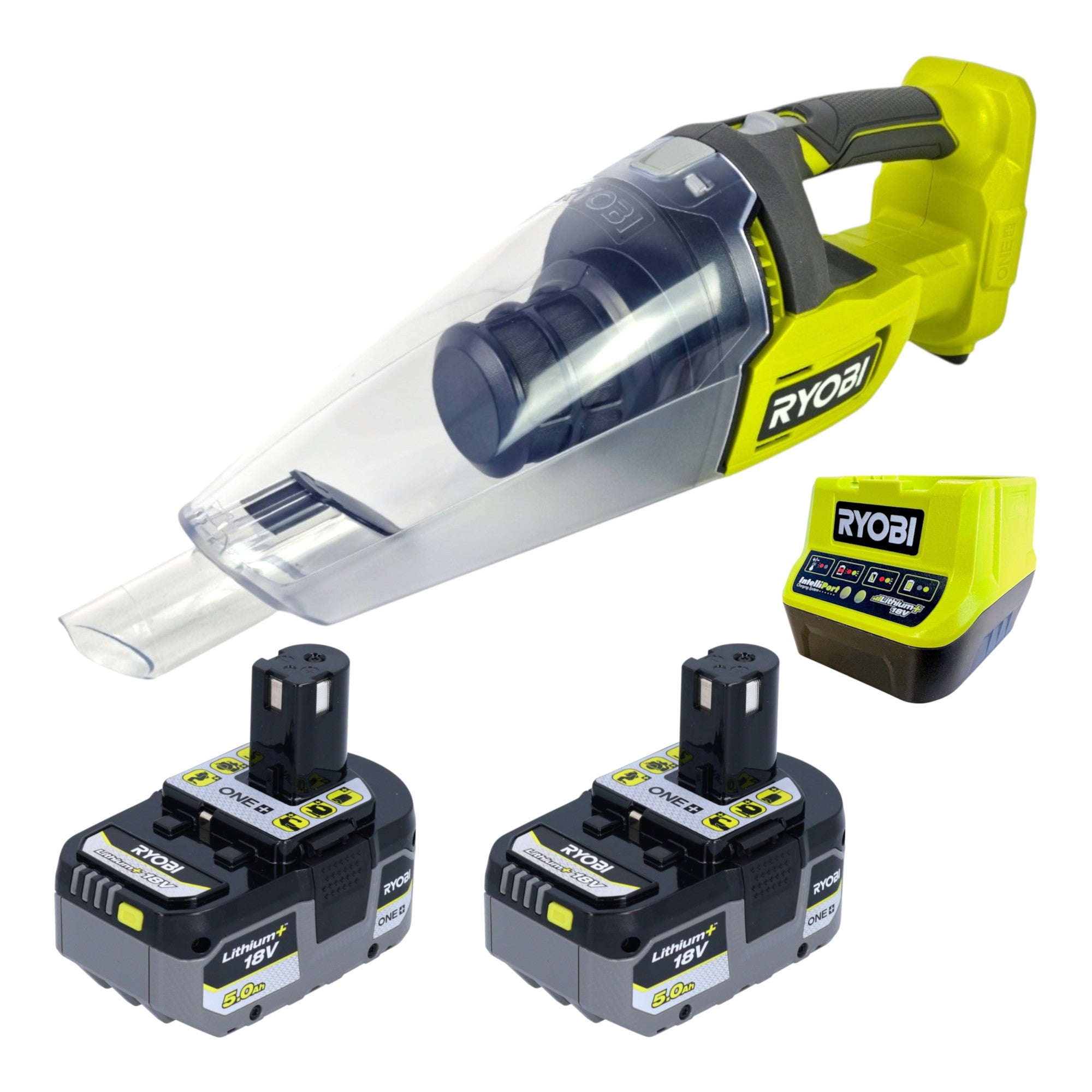 RYOBI RHV18 0 Akku Handsauger 18 V 600 ml 2x Akku 5 0 Ah Ladegeraet 0 - toolbrothers