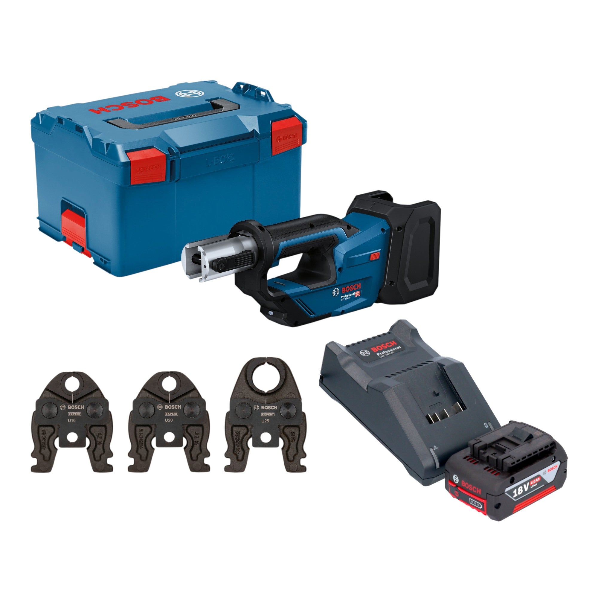 Bosch GPT 18V 19 Professional Akku Presswerkzeug 18 V 21 kN 1x Akku 4 0 Ah Ladegeraet 3x Pressbacke L Boxx 0 - toolbrothers