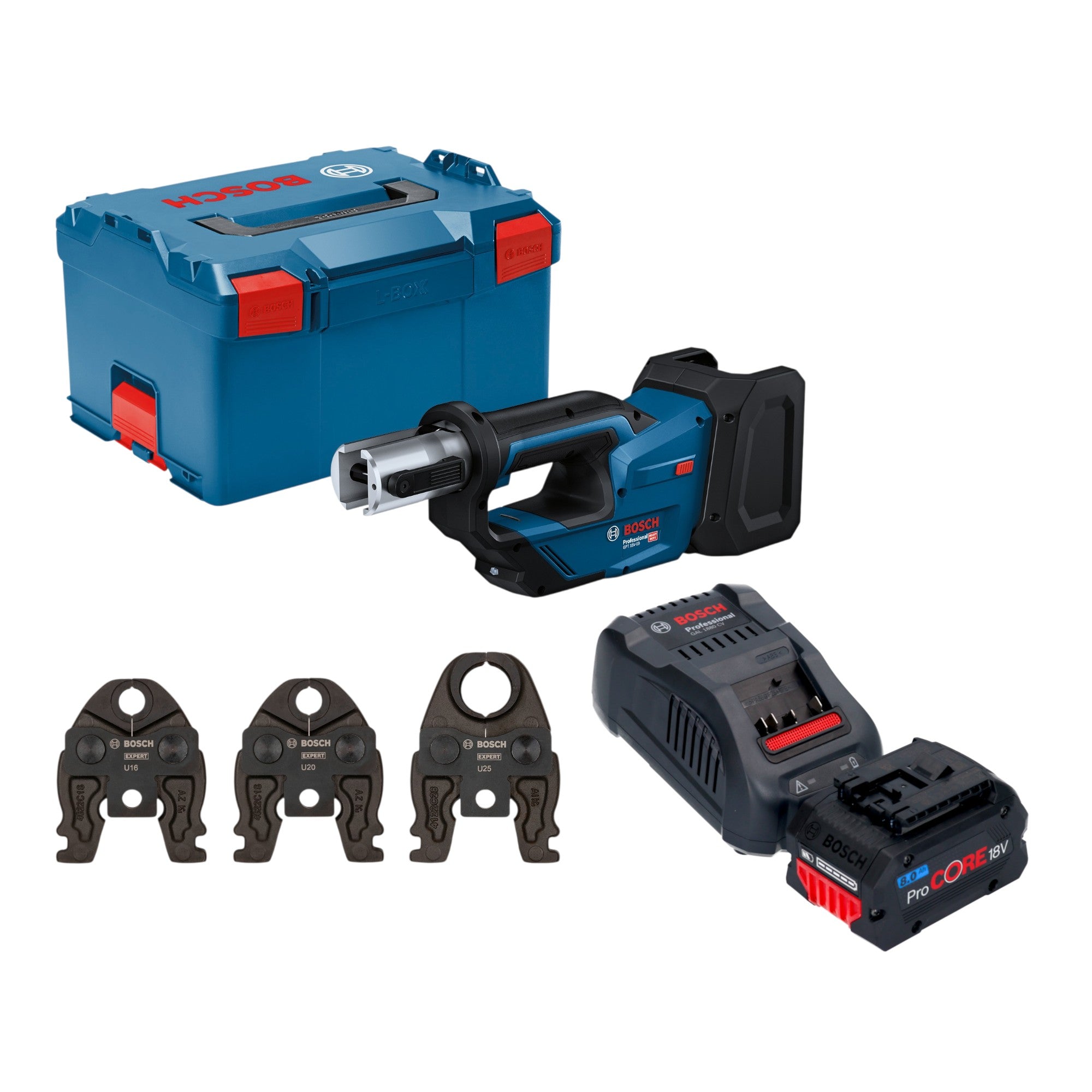 Bosch GPT 18V 19 Professional Akku Presswerkzeug 18 V 21 kN 1x ProCORE Akku 8 0 Ah Ladegeraet 3x Pressbacke L Boxx 0 - toolbrothers