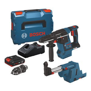 Bosch GBH 18V-26 F Professional Akku Bohrhammer 18 V 2,6 J SDS-Plus Brushless + 1x Akku 2,0 Ah + Ladegerät + Staubabsaugung + L-Boxx