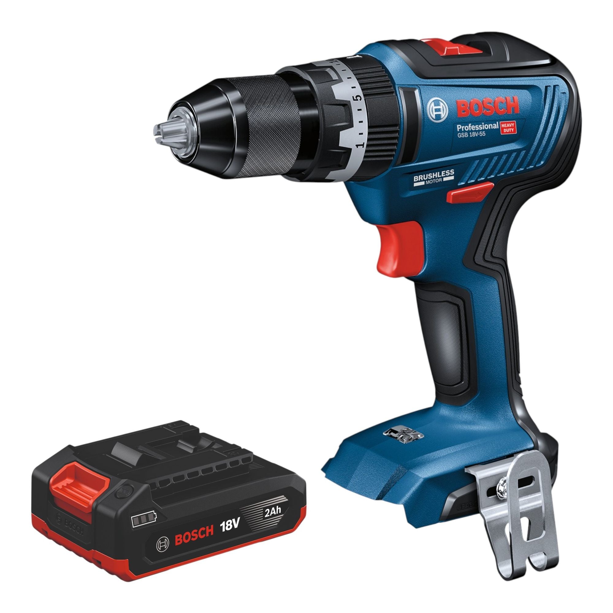 Bosch GSB 18V 55 Professional Akku Schlagbohrschrauber 18 V 55 Nm Brushless 1x Akku 2 0 Ah ohne Ladegeraet 0 - toolbrothers
