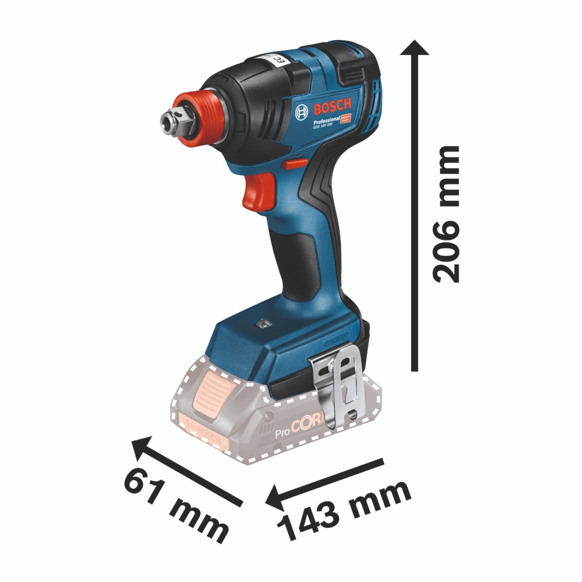 Bosch GDX 18V 200 Professional Akku Drehschlagschrauber 18 V 200 Nm Brushless 1x Akku 2 0 Ah ohne Ladegeraet 3 - toolbrothers